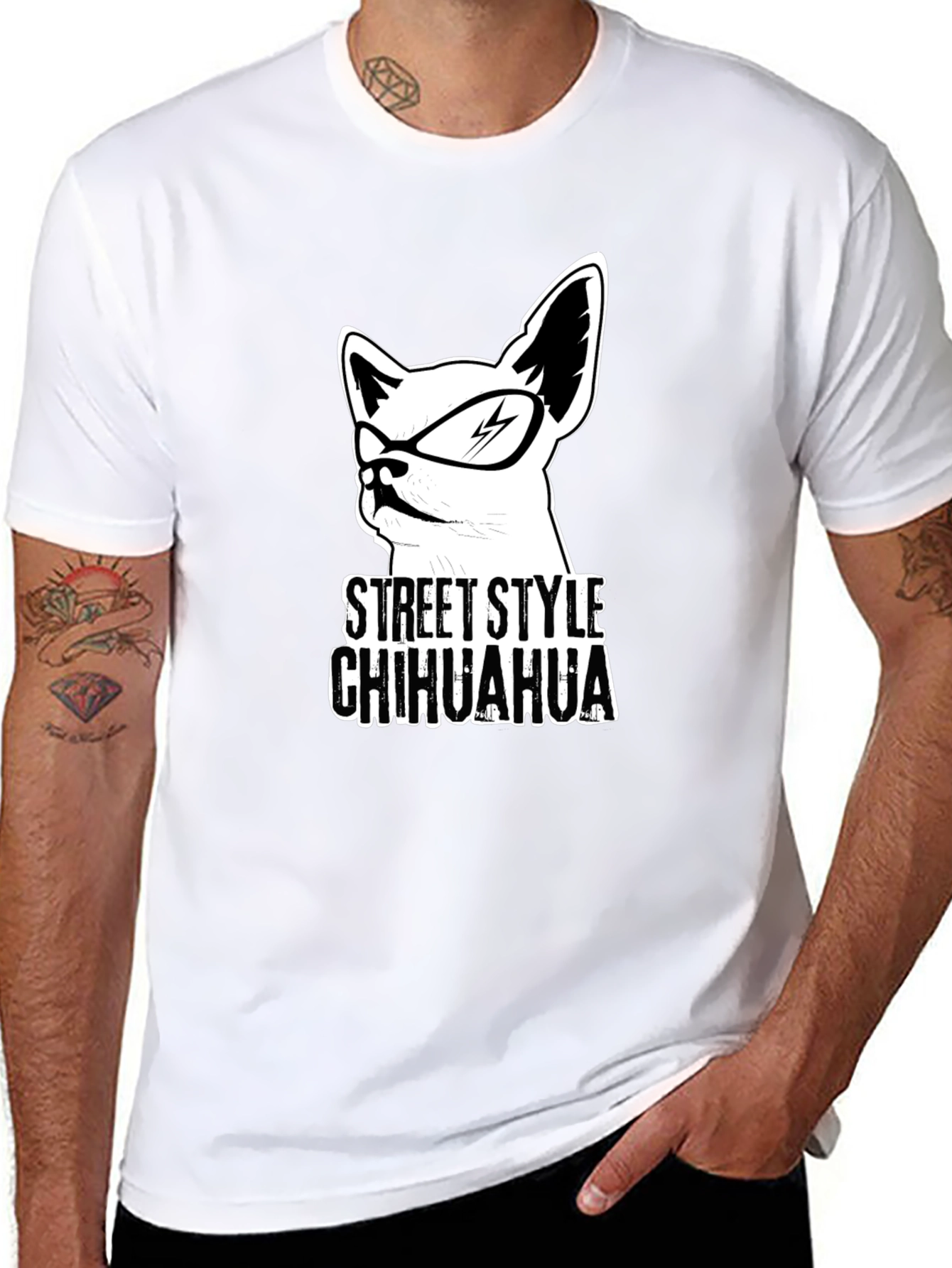 Street Style Chihuahua Black T-Shirt