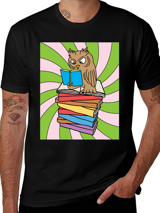 Owl Reading Books Graphic T-Shirt