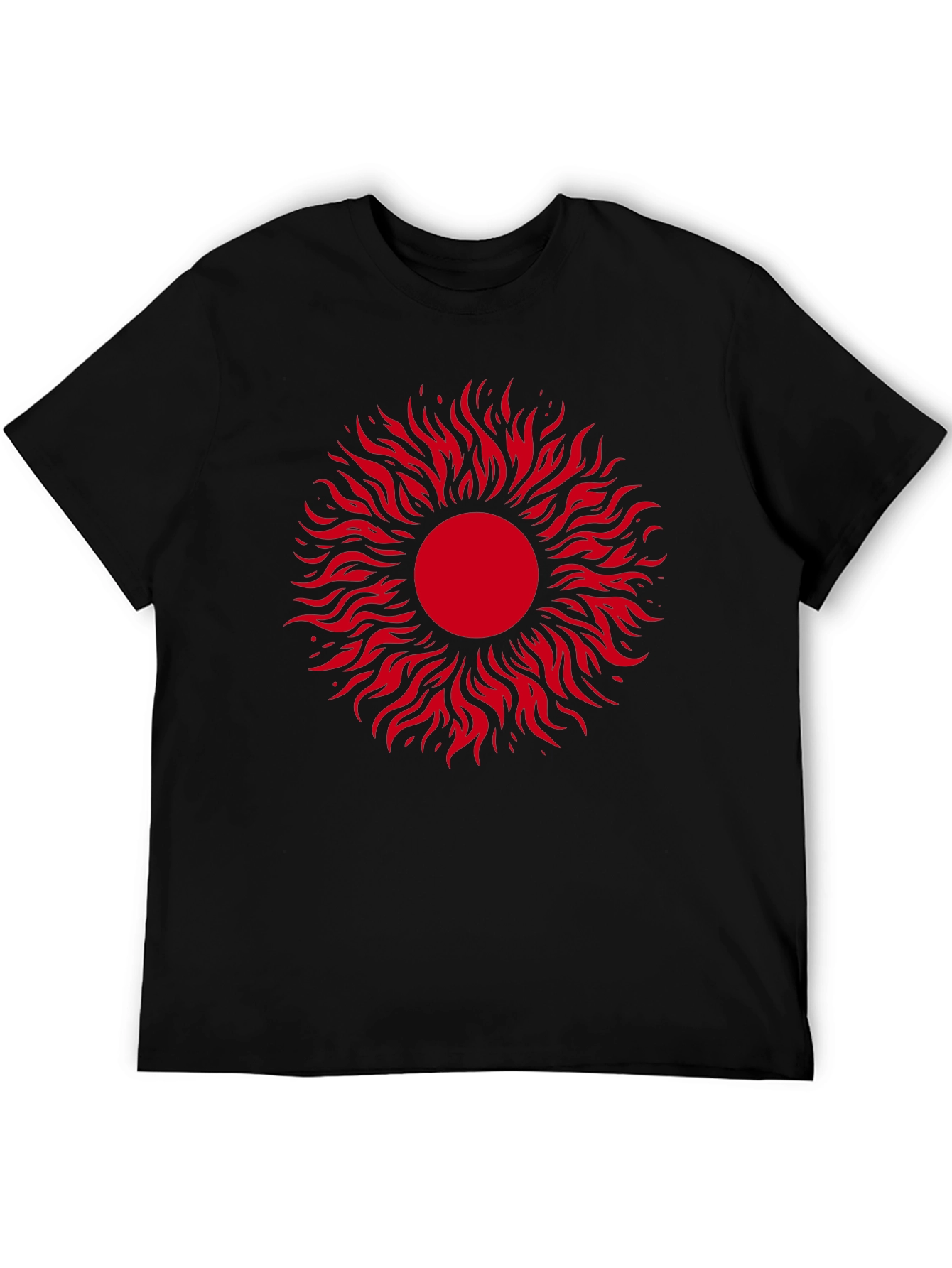 Black T-Shirt with Red Sun Graphic