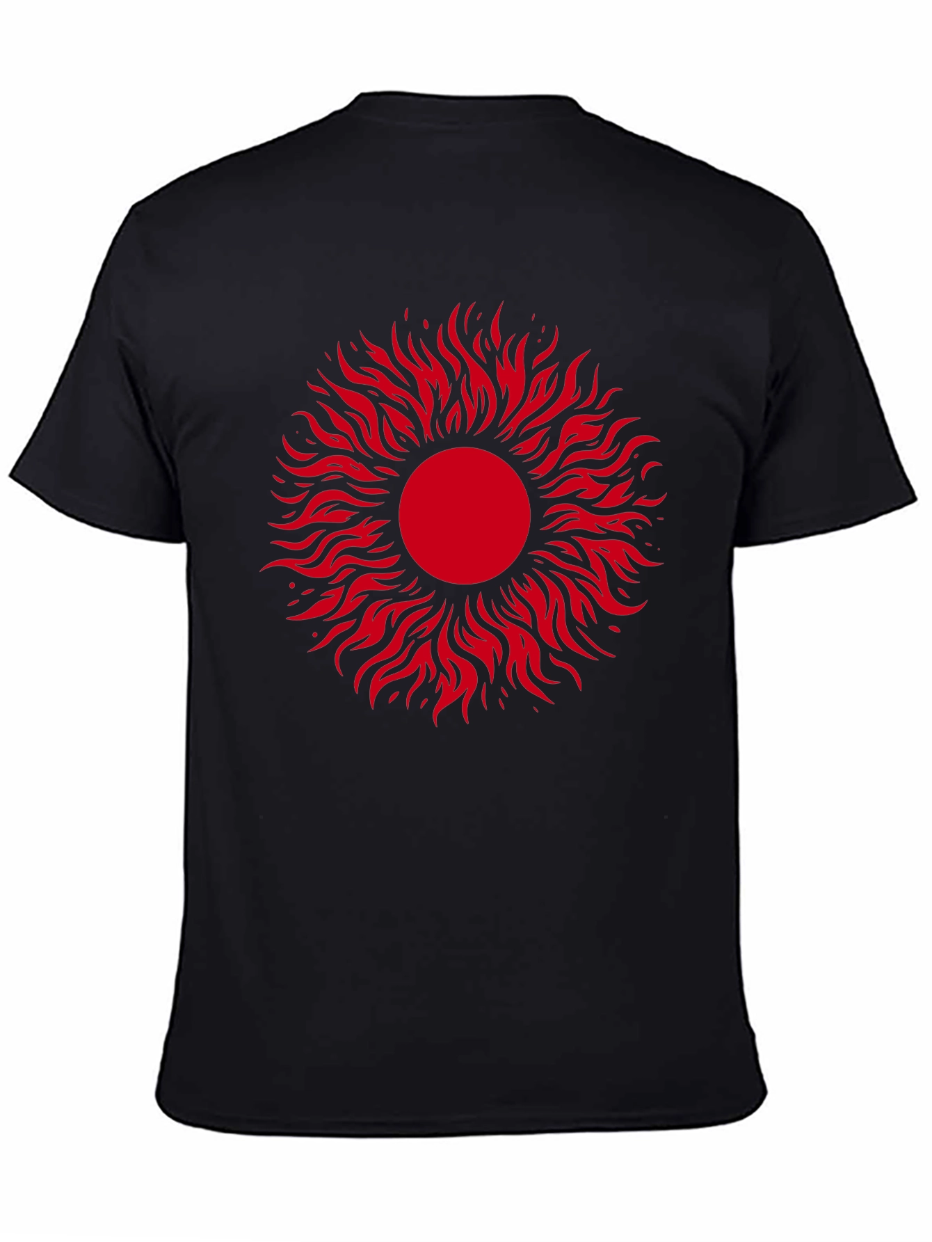 Black T-Shirt with Red Sun Graphic