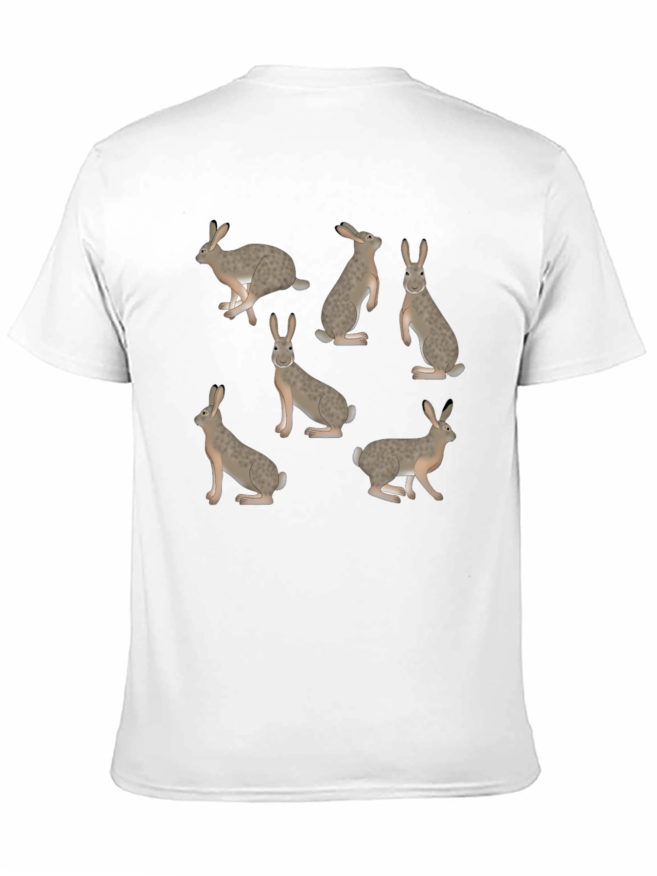 Rabbit Print T-Shirt - Black Crew Neck Tee