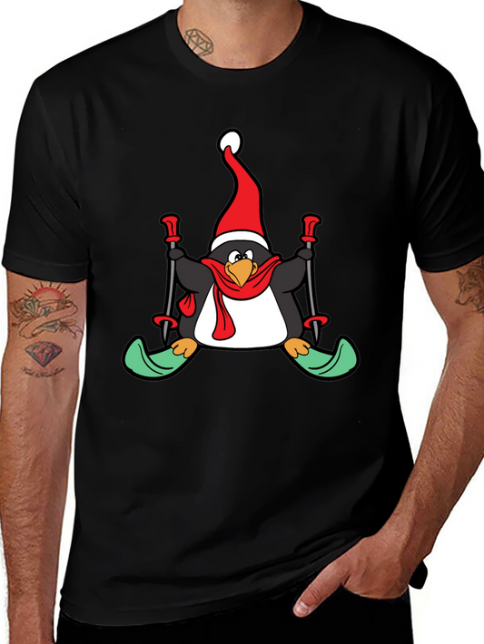 Penguin Christmas Skiing T-Shirt - Holiday Fun