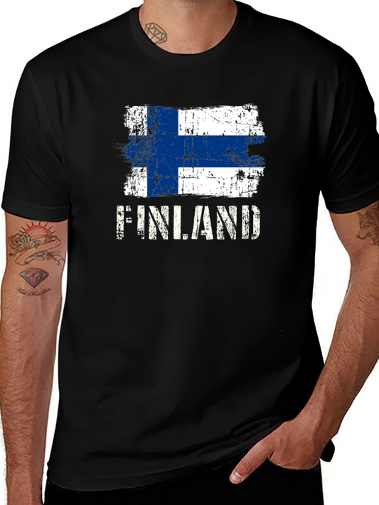 Finland Flag Distressed Graphic T-Shirt