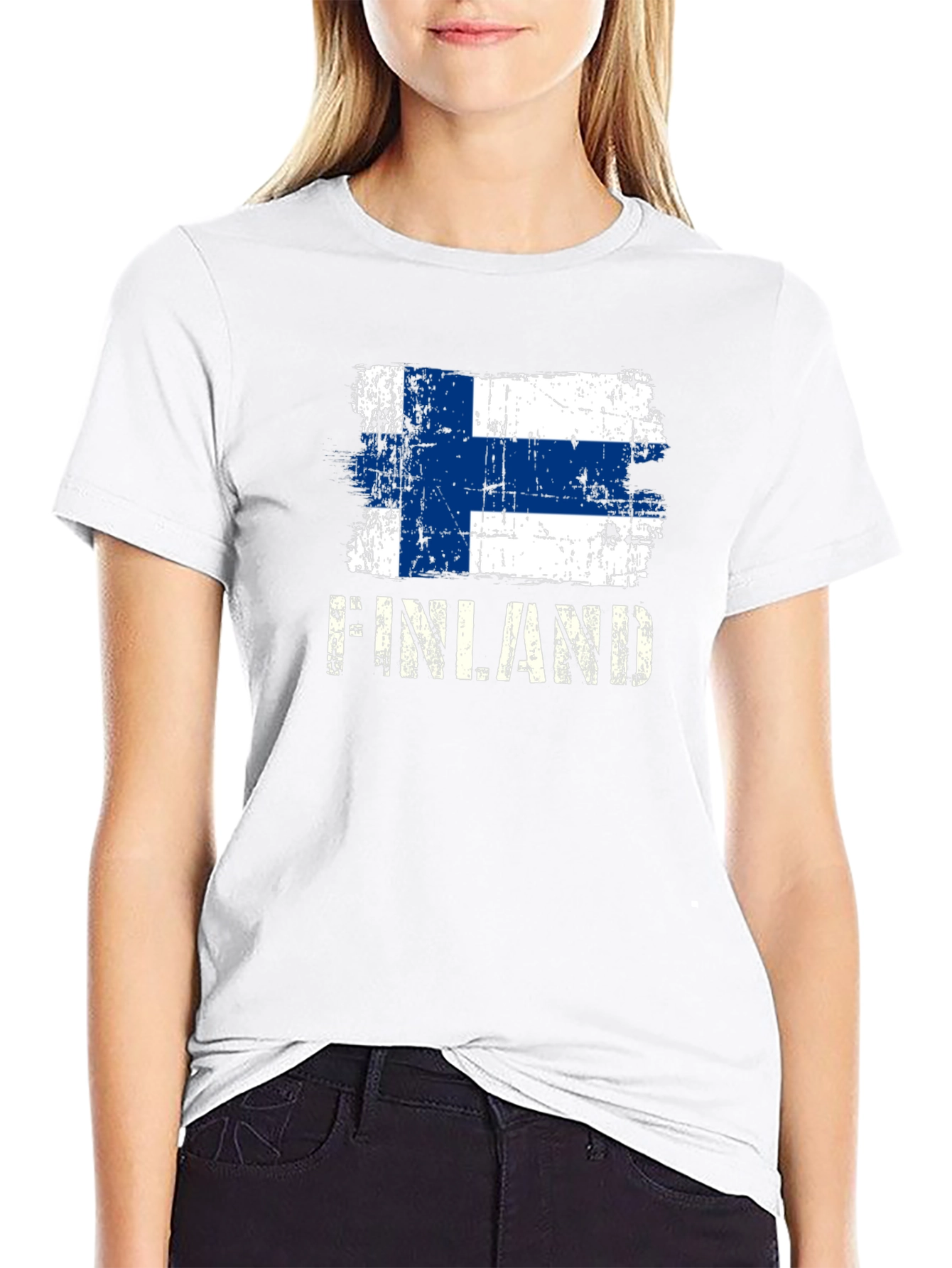 Finland Flag Distressed Graphic T-Shirt