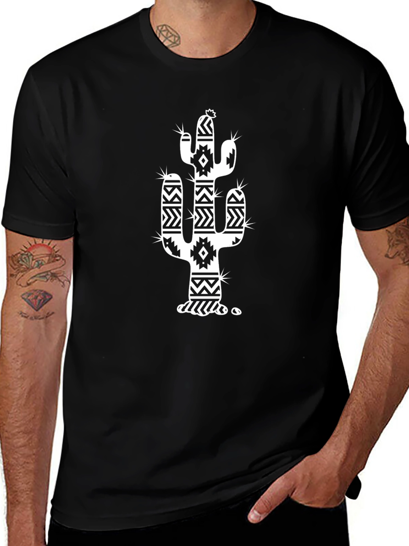 Cactus Graphic Tee - Southwestern Style Black T-Shirt