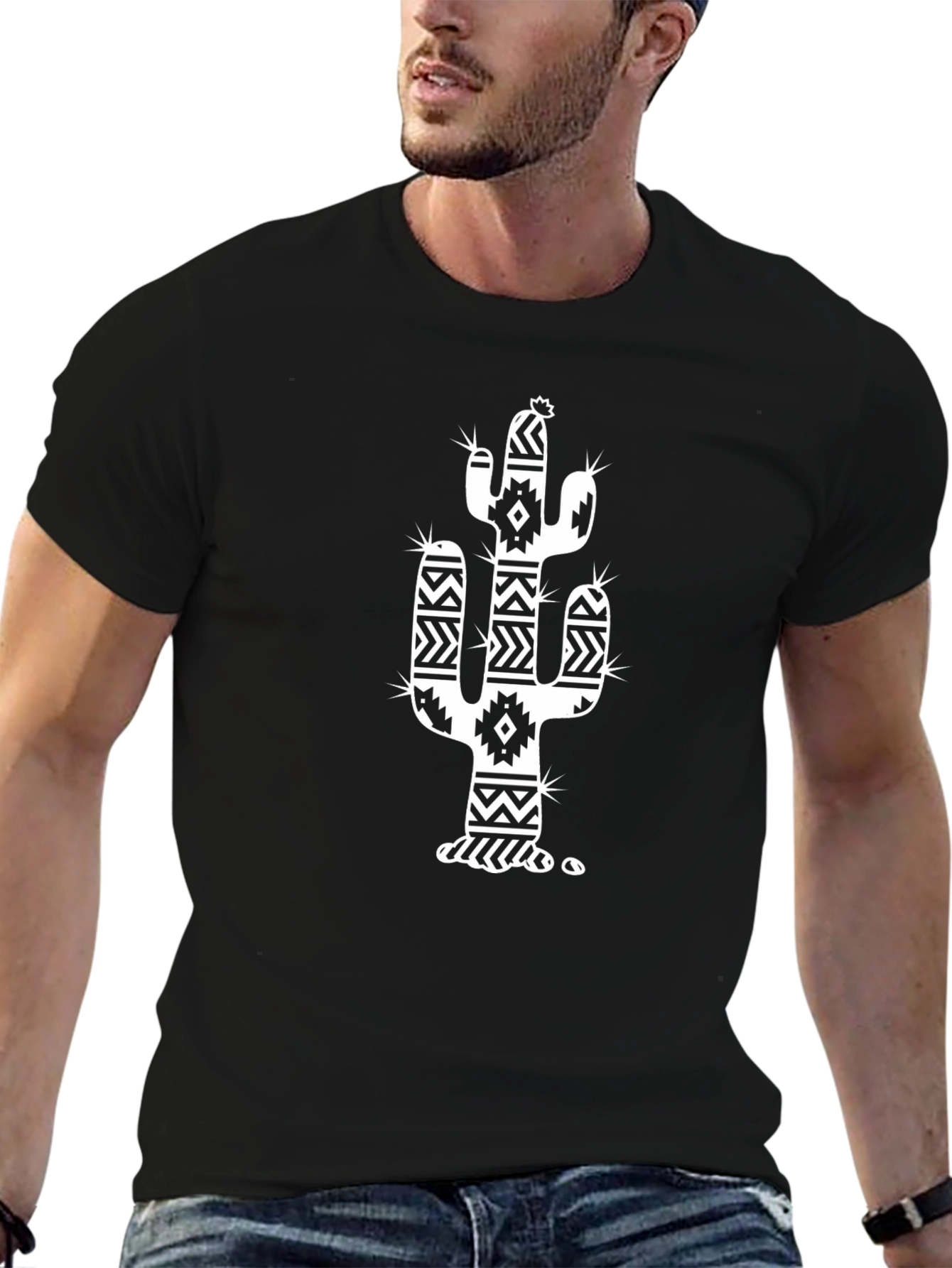 Cactus Graphic Tee - Southwestern Style Black T-Shirt