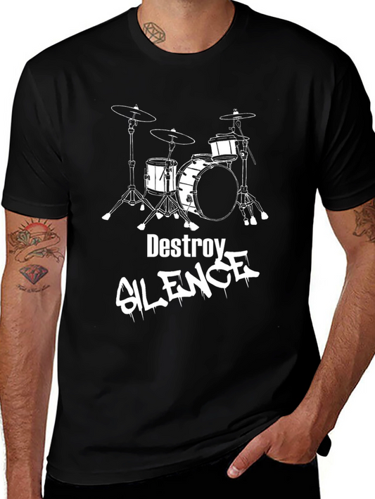 Destroy Silence Drum Kit T-Shirt - Black