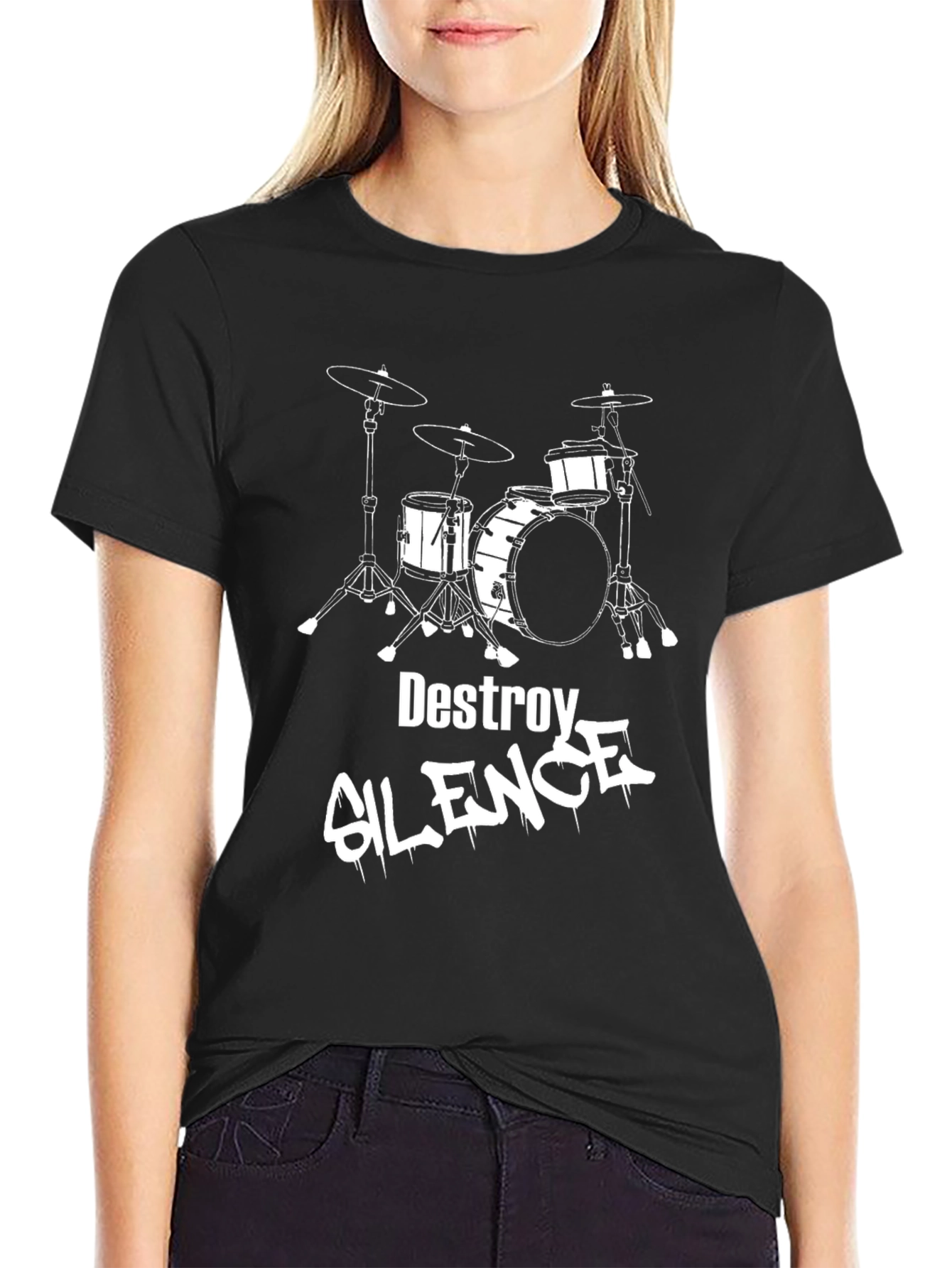 Destroy Silence Drum Kit T-Shirt - Black