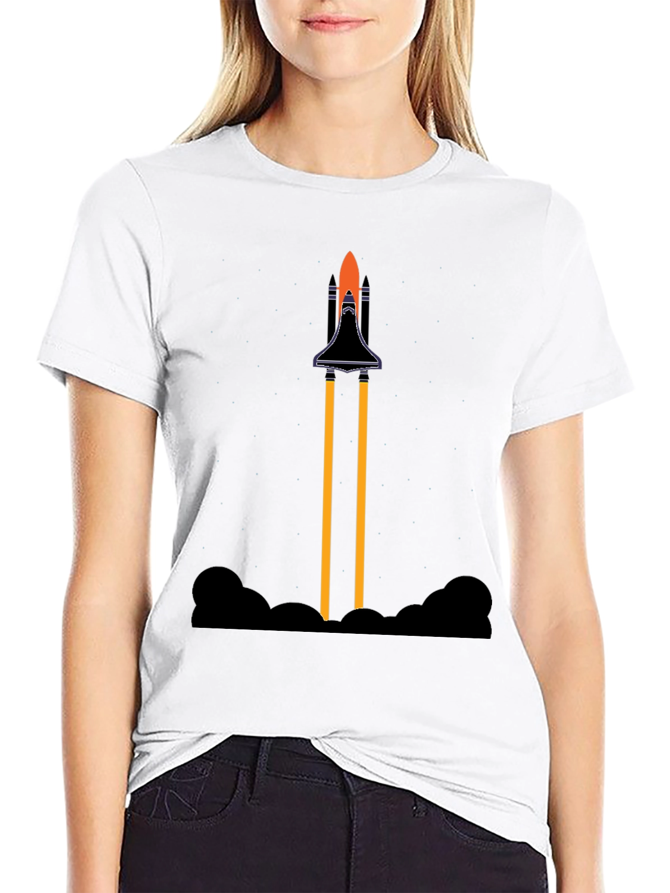 Rocket Launch Graphic Tee - Black Cotton T-Shirt