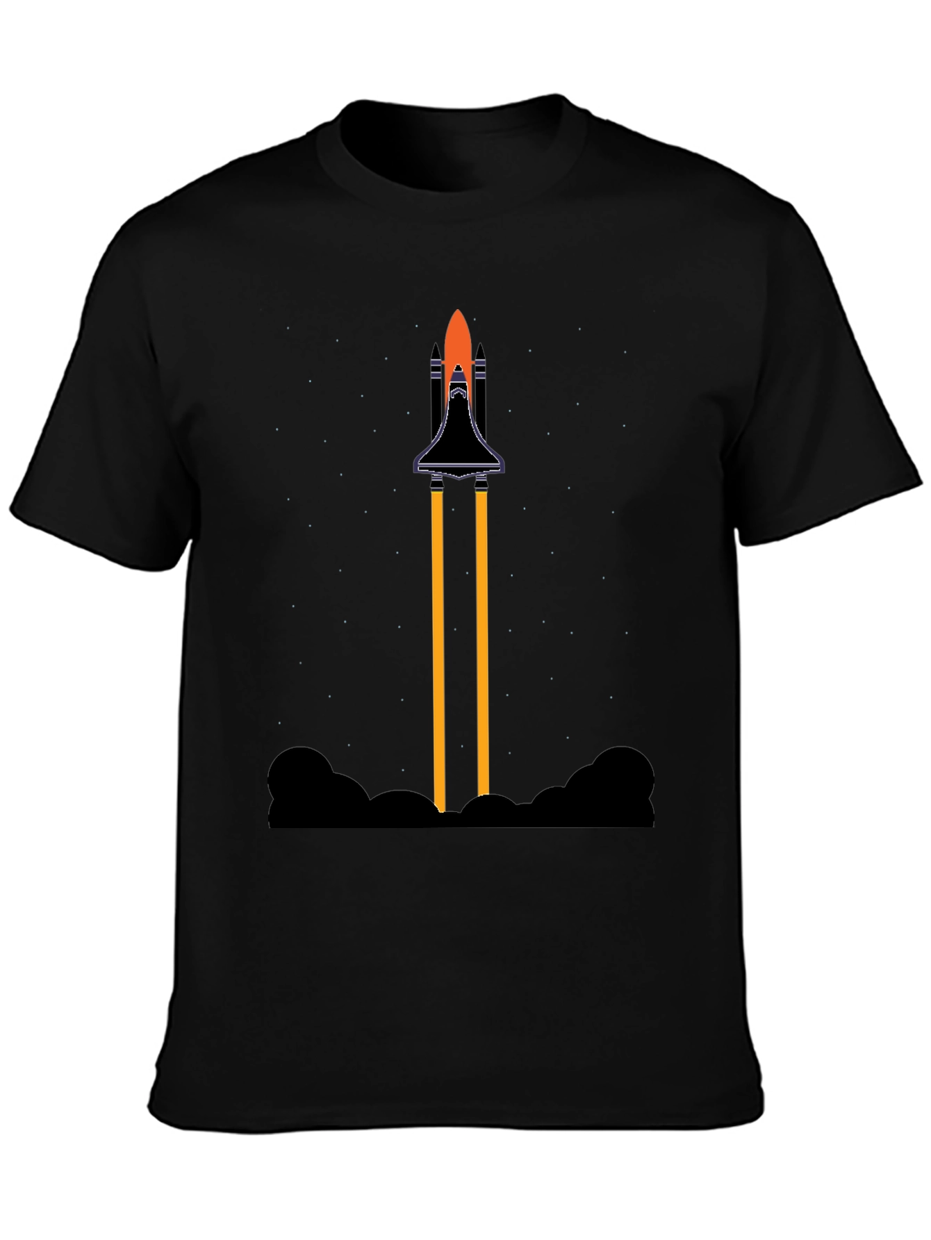 Rocket Launch Graphic Tee - Black Cotton T-Shirt