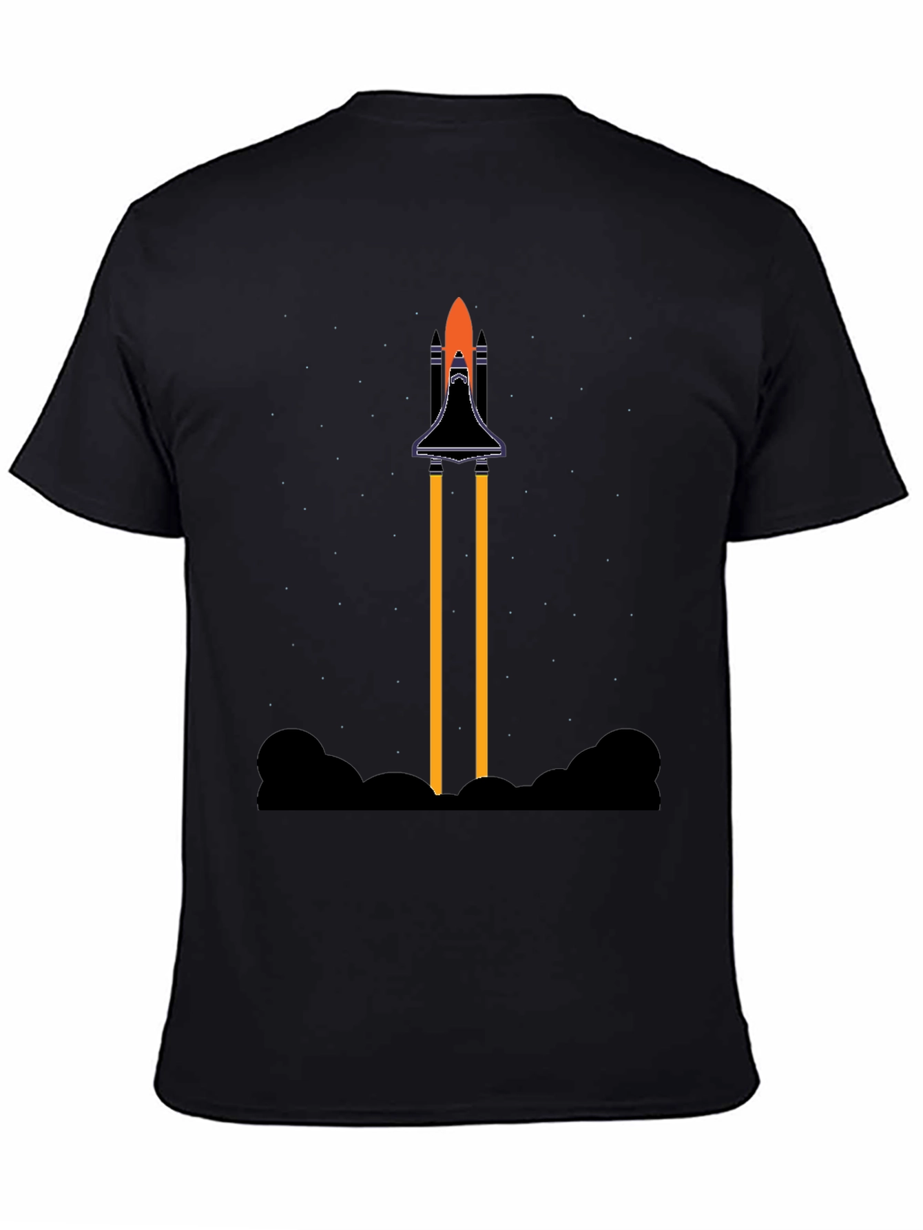 Rocket Launch Graphic Tee - Black Cotton T-Shirt