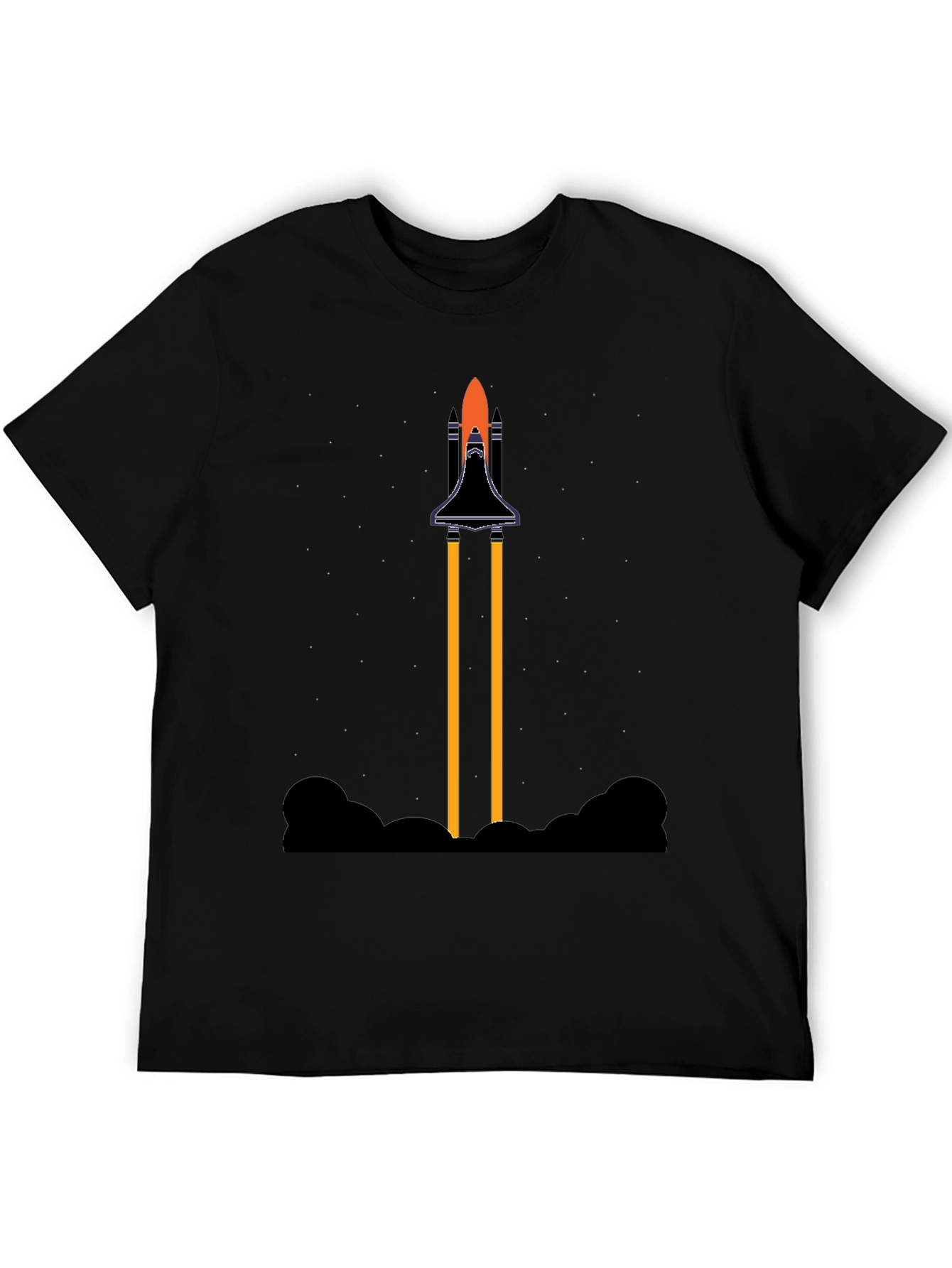 Rocket Launch Graphic Tee - Black Cotton T-Shirt