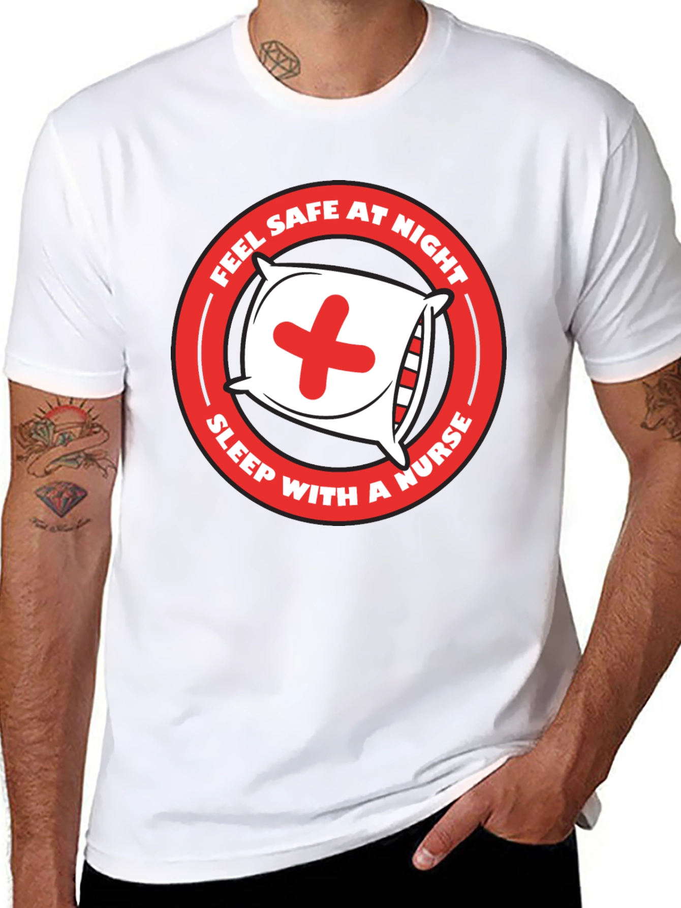 Feel Safe At Night Nurse Graphic Tee