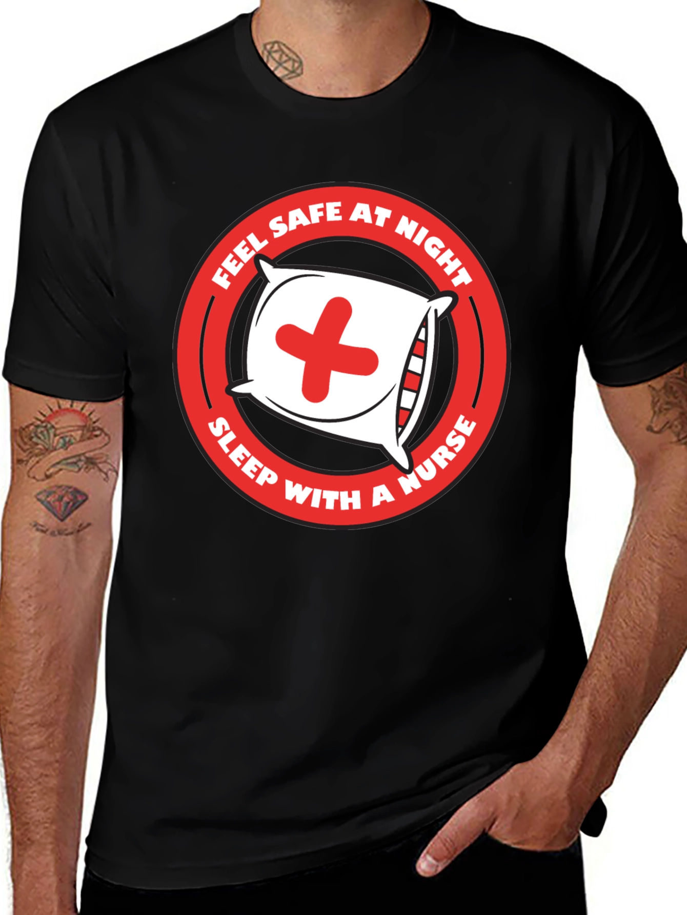 Feel Safe At Night Nurse Graphic Tee