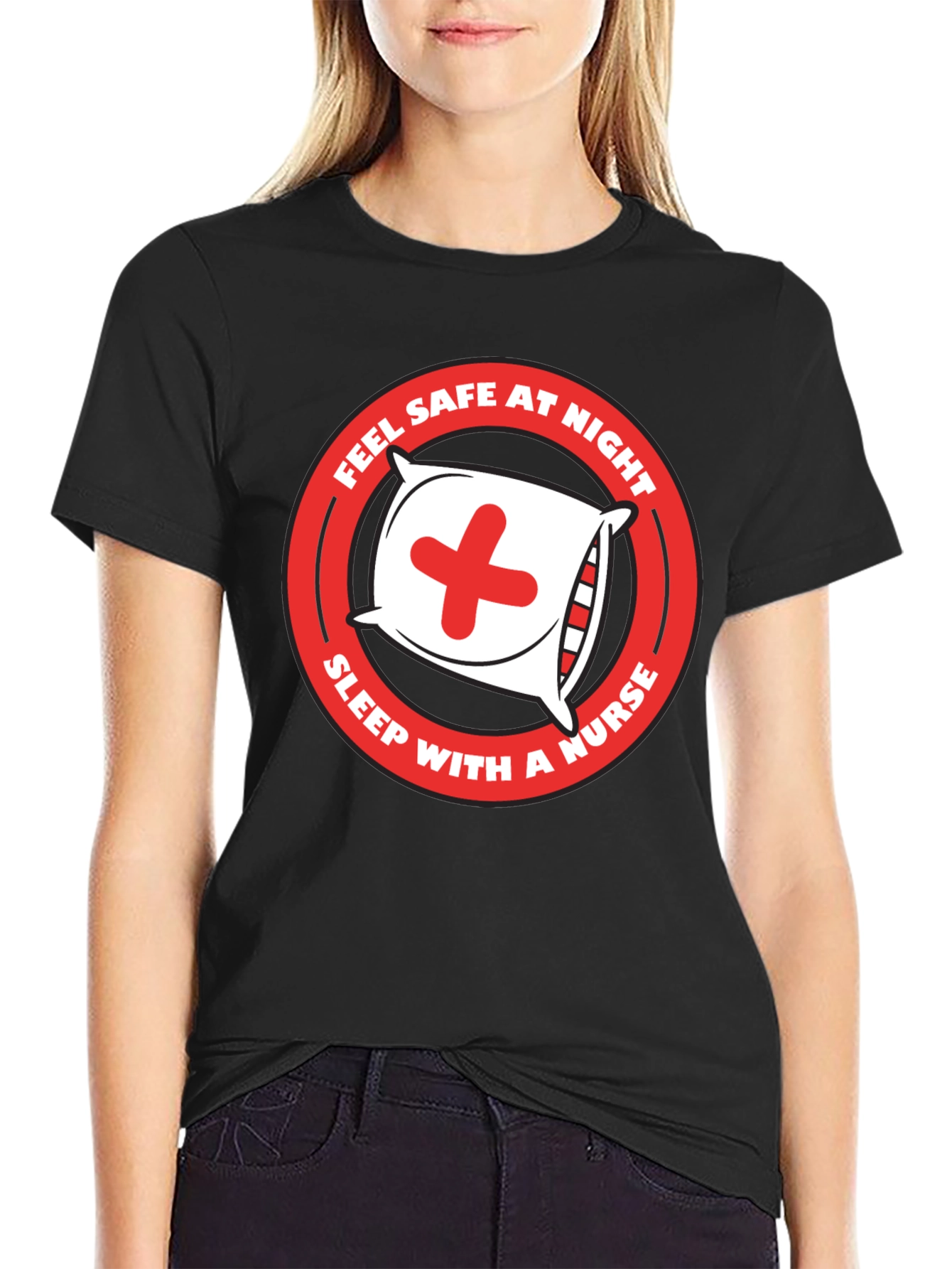 Feel Safe At Night Nurse Graphic Tee