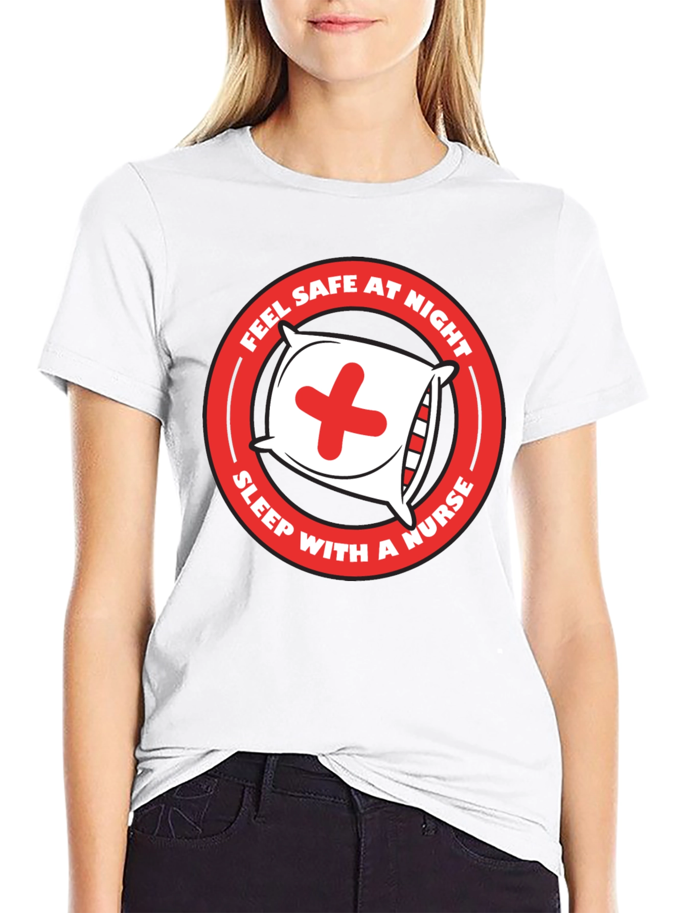 Feel Safe At Night Nurse Graphic Tee