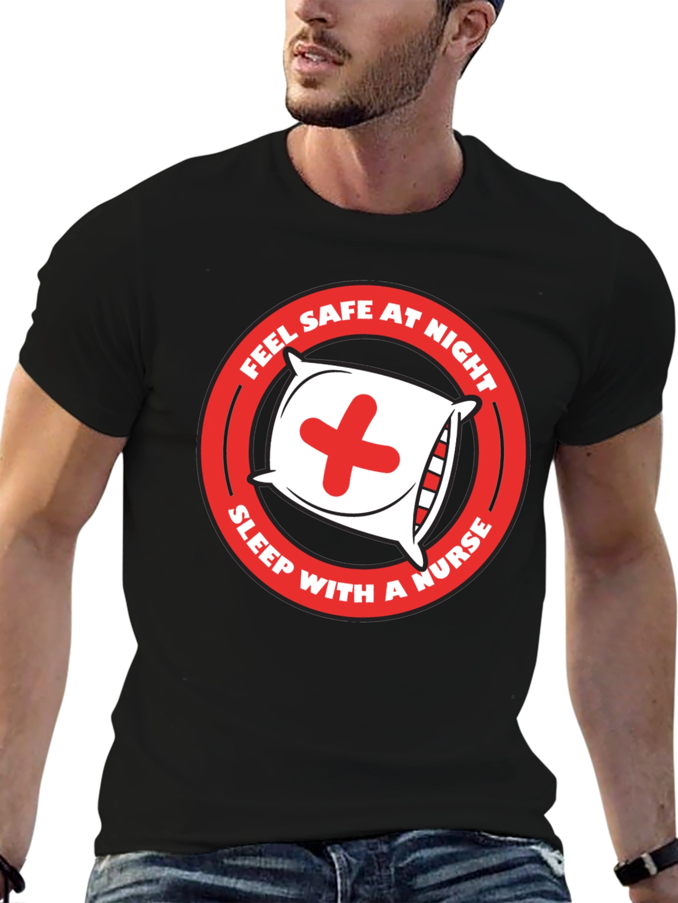 Feel Safe At Night Nurse Graphic Tee