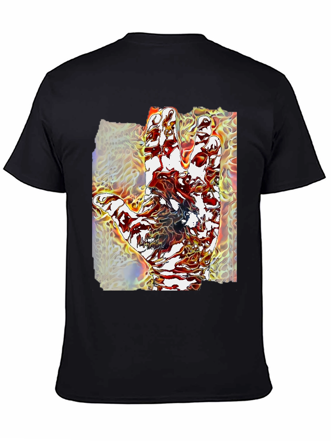 Abstract Hand Graphic Tee - Unique Mens Black T-Shirt