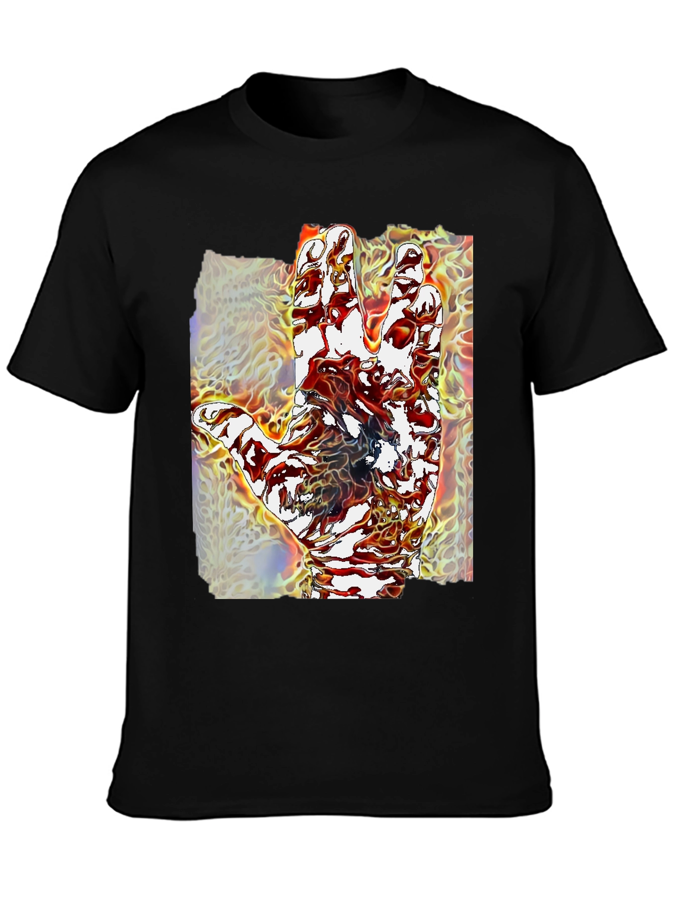 Abstract Hand Graphic Tee - Unique Mens Black T-Shirt