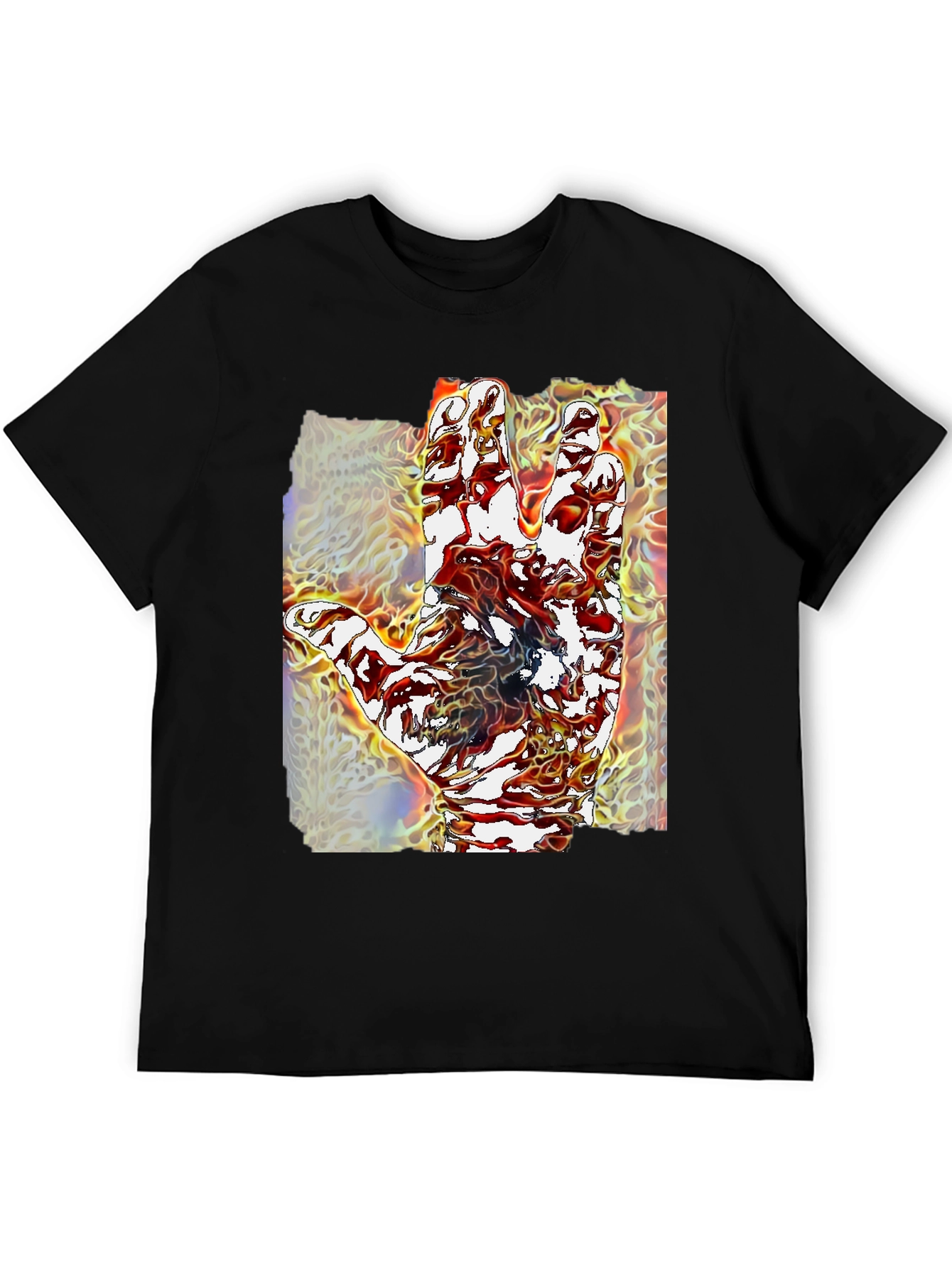 Abstract Hand Graphic Tee - Unique Mens Black T-Shirt