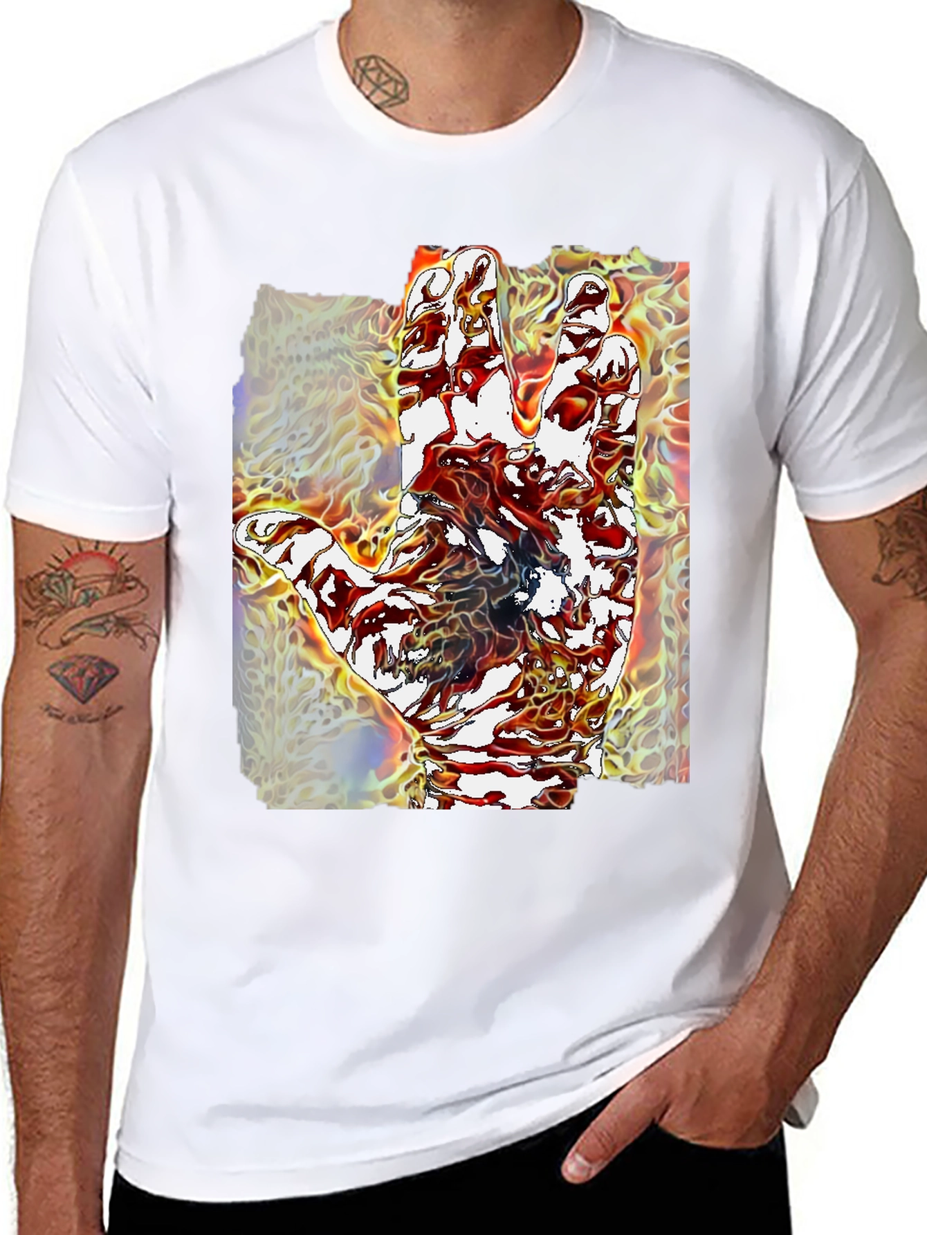 Abstract Hand Graphic Tee - Unique Mens Black T-Shirt