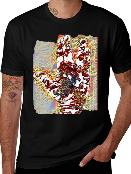 Abstract Hand Graphic Tee - Unique Mens Black T-Shirt