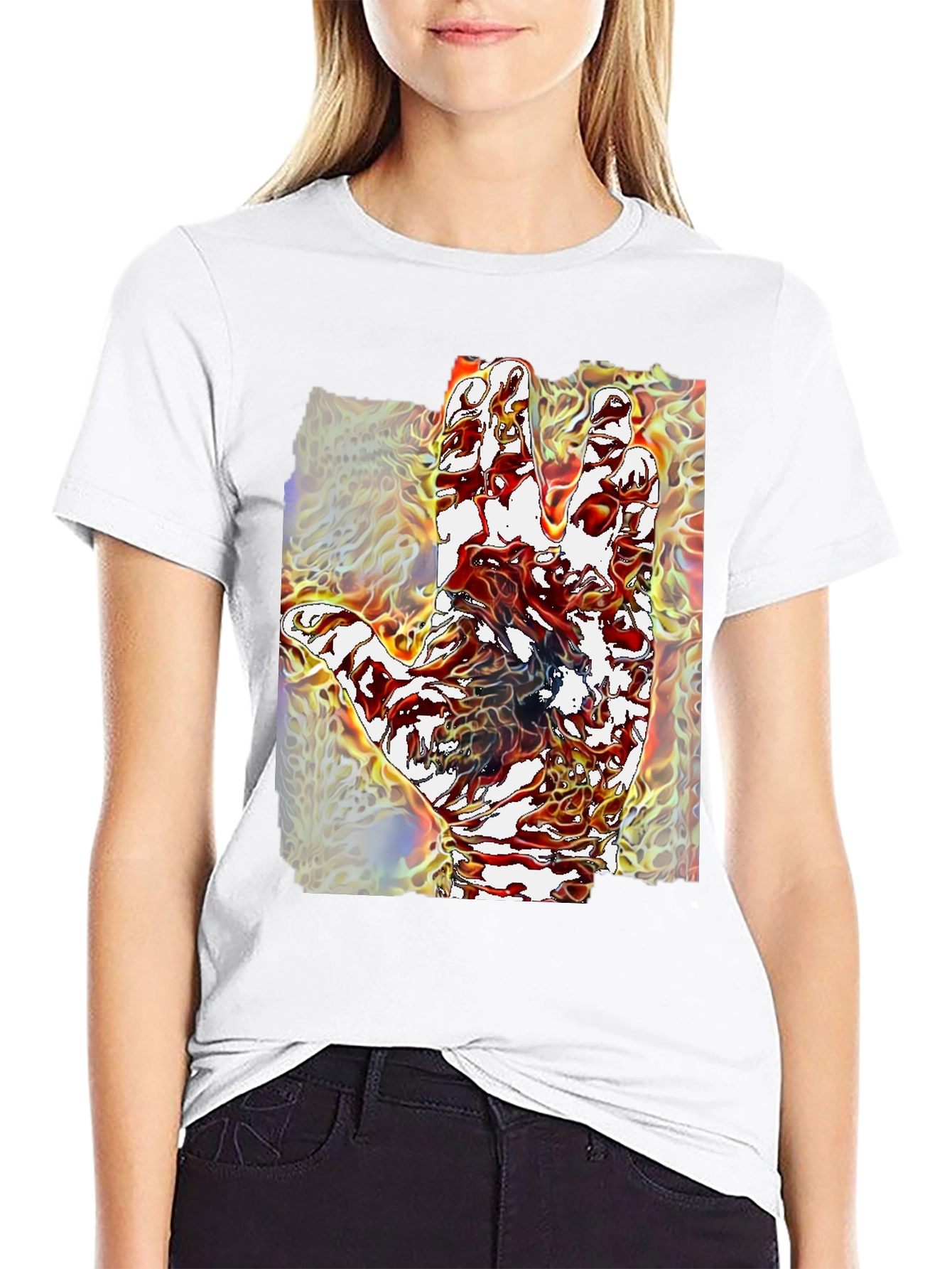 Abstract Hand Graphic Tee - Unique Mens Black T-Shirt