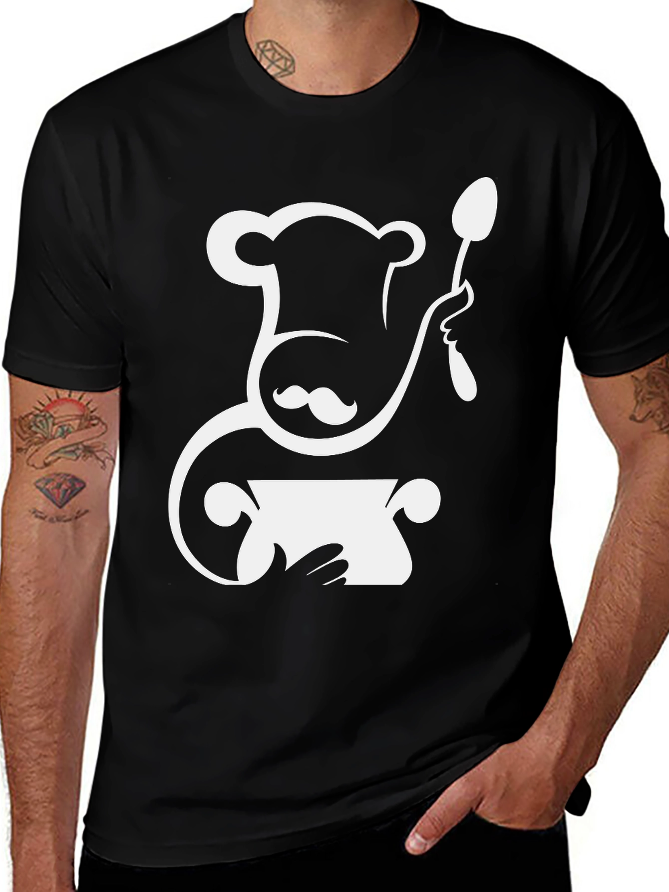 Chef Hat Mustache Spoon Pot Graphic T-Shirt