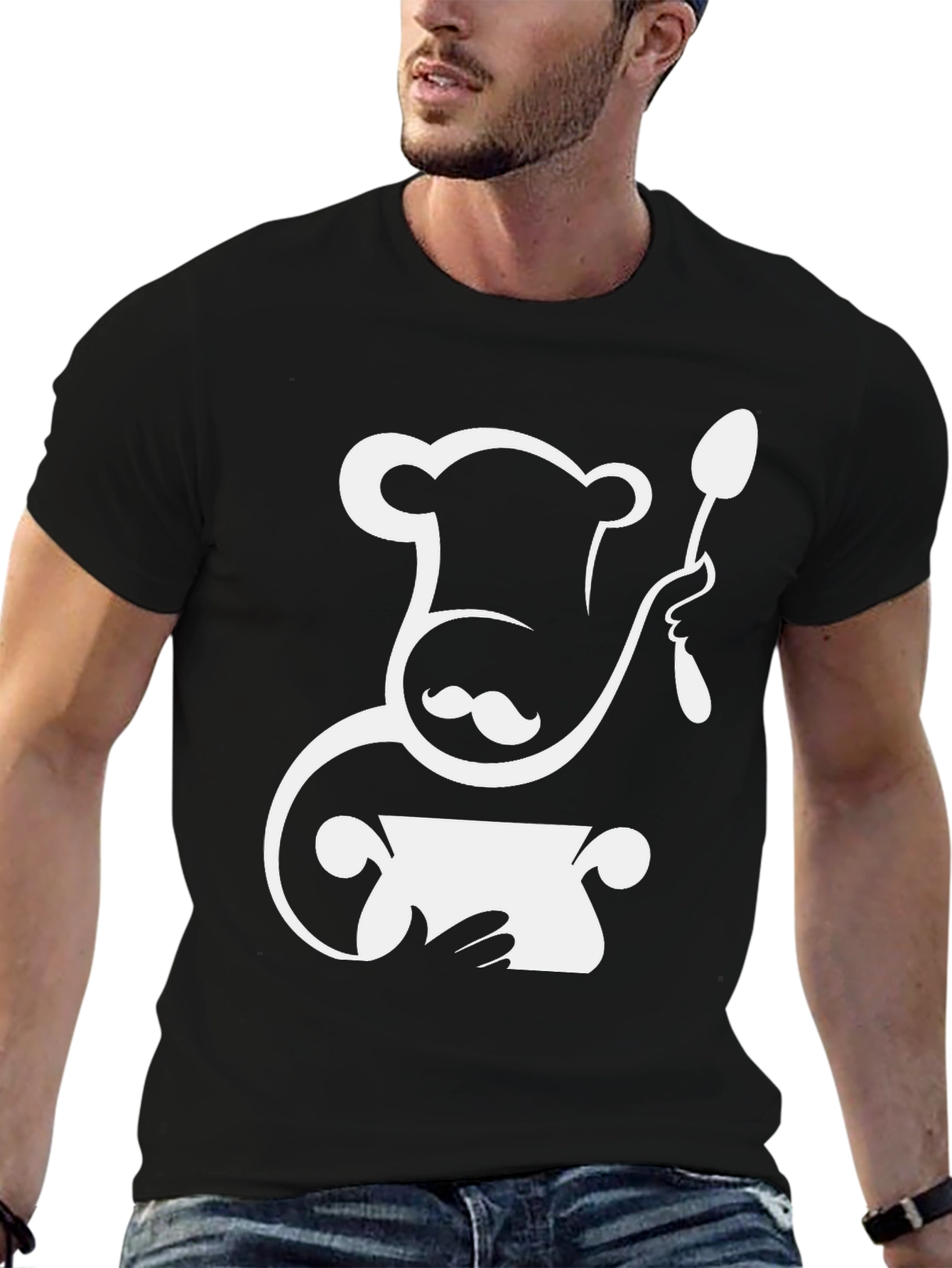 Chef Hat Mustache Spoon Pot Graphic T-Shirt