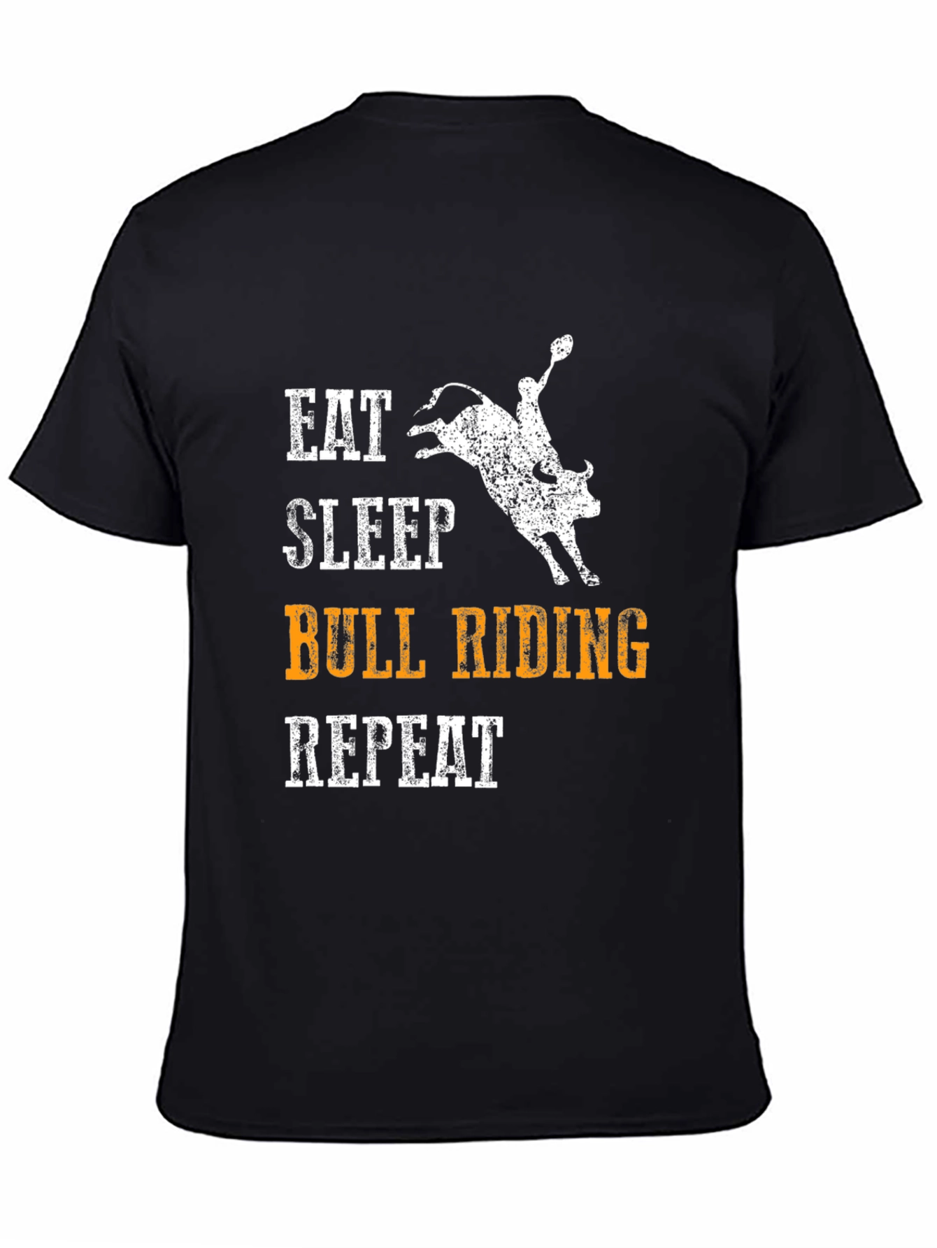 Eat Sleep Bull Riding Repeat Black T-Shirt