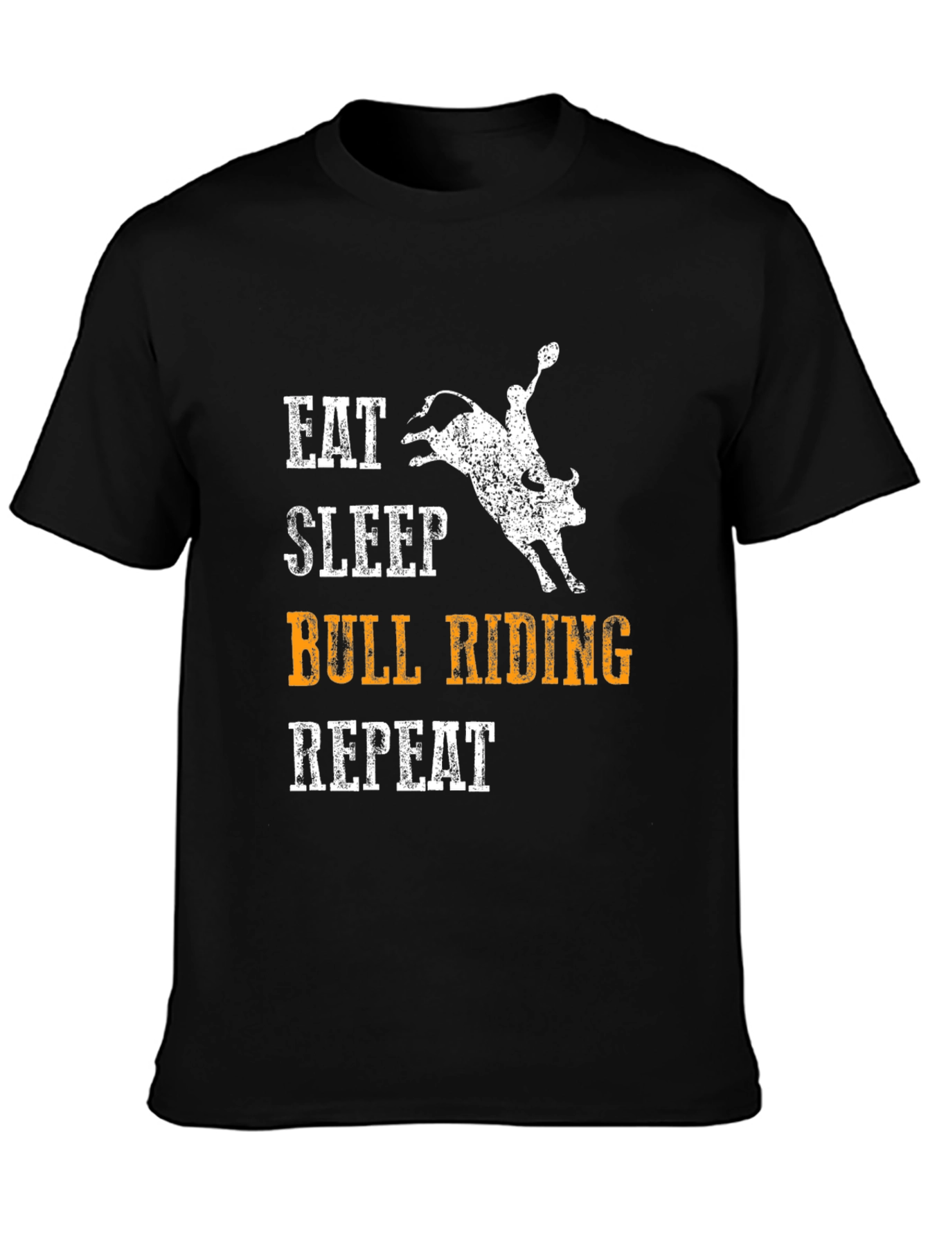 Eat Sleep Bull Riding Repeat Black T-Shirt
