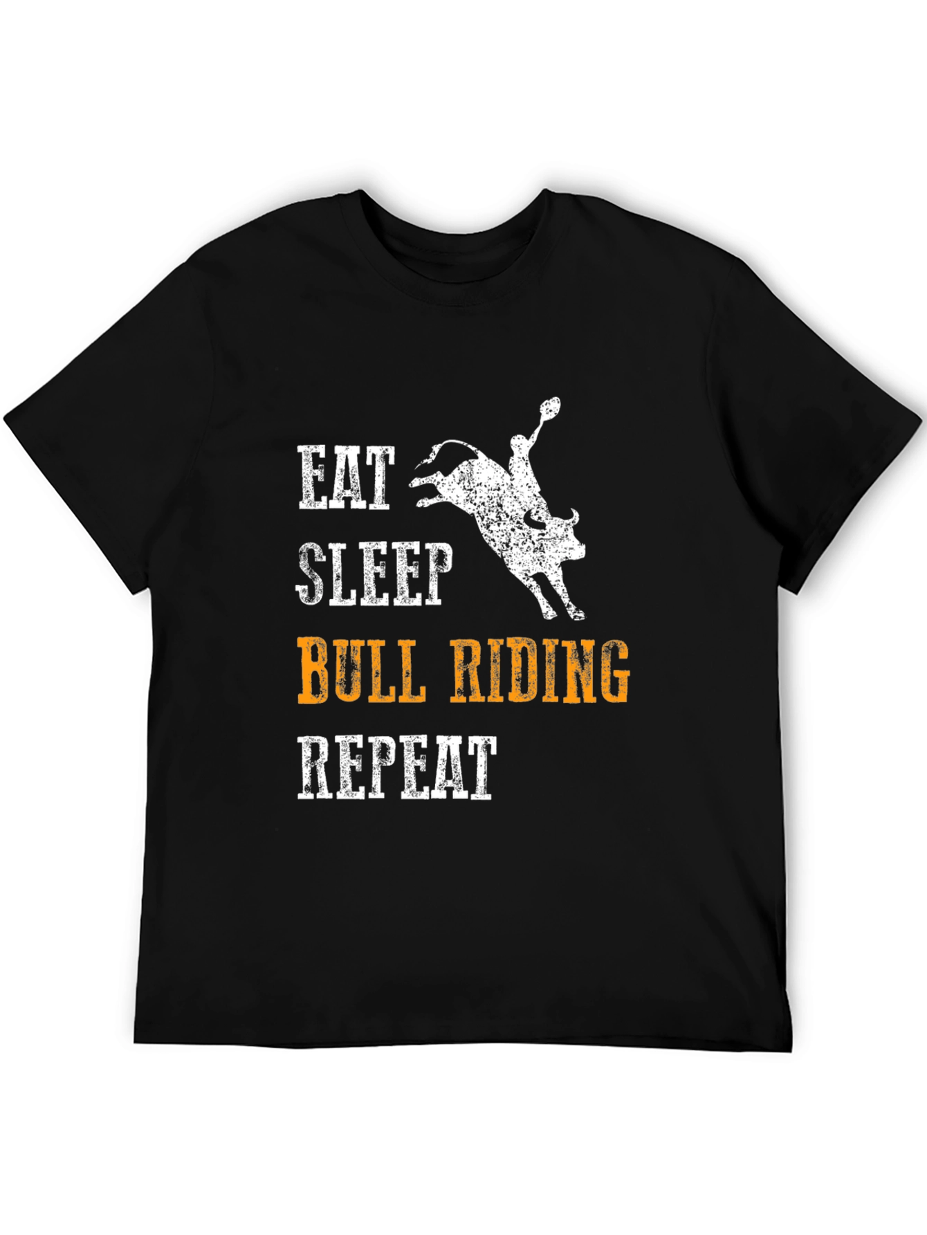 Eat Sleep Bull Riding Repeat Black T-Shirt