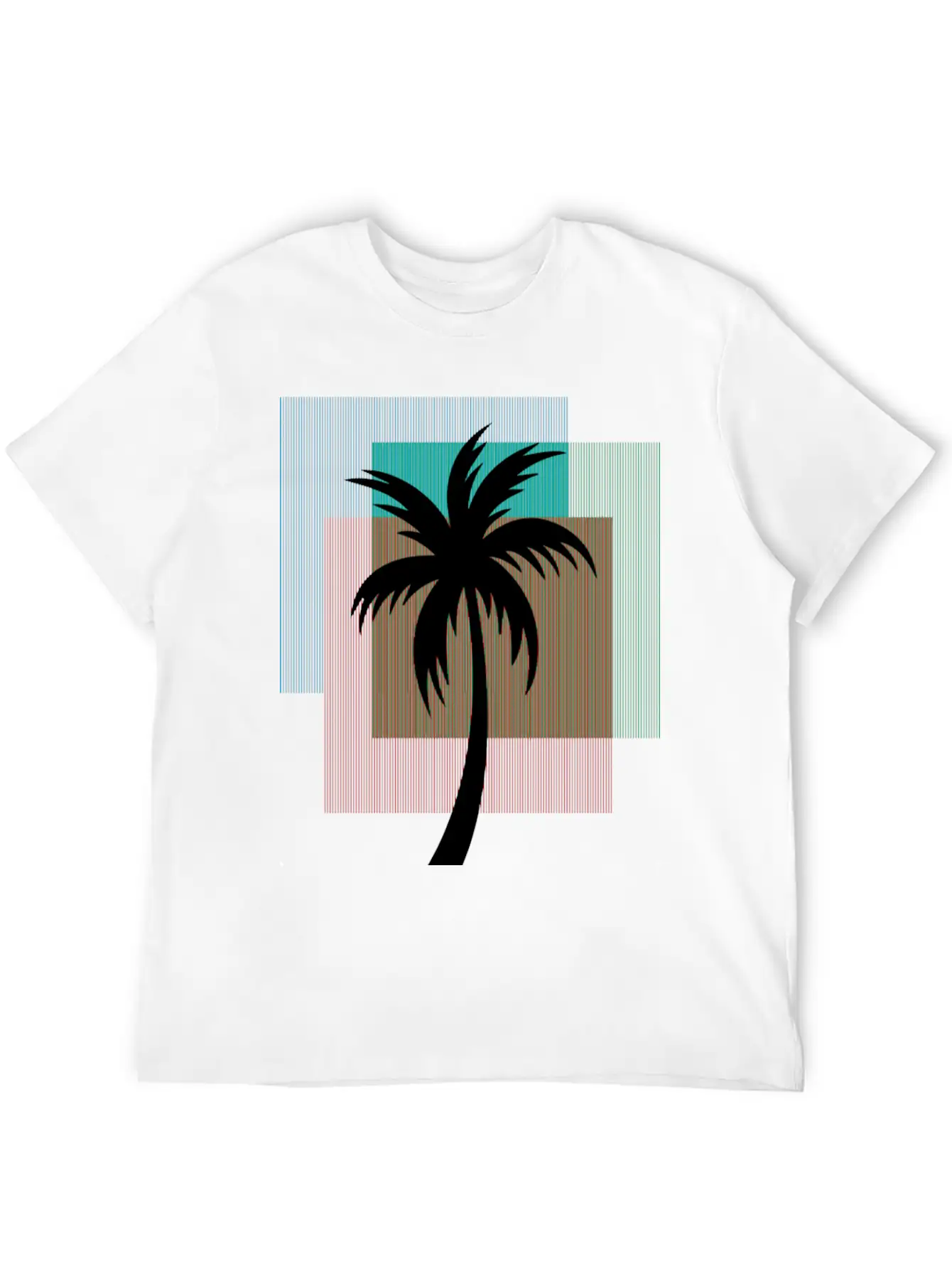 Palm Tree In Colorful Geometric Shapes Unisex Casual T-Shirt – Clean Design For Daily Comfort