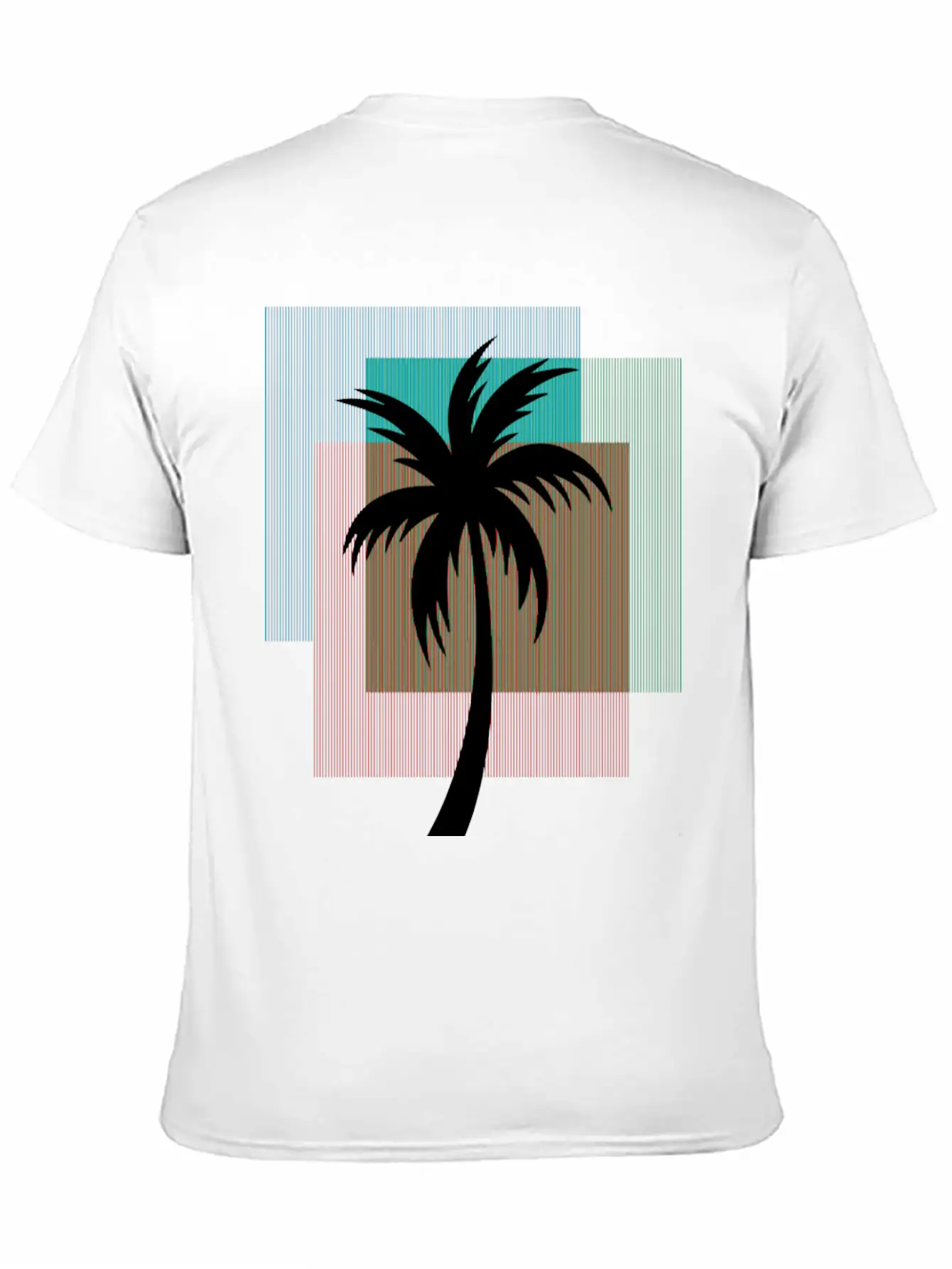 Palm Tree In Colorful Geometric Shapes Unisex Casual T-Shirt – Clean Design For Daily Comfort