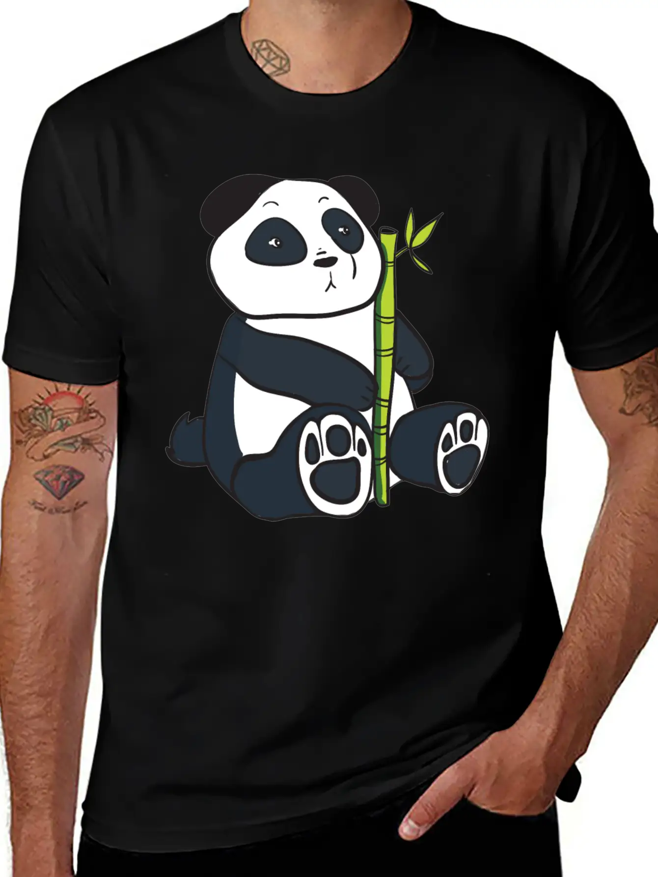 Panda With Bamboo Stalk Unisex Casual T-Shirt – Clean Design For Daily Comfort