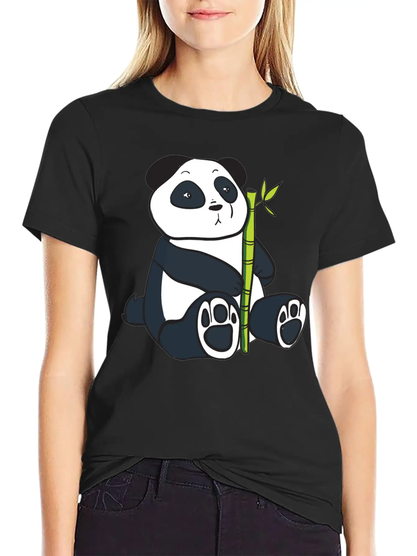 Panda With Bamboo Stalk Unisex Casual T-Shirt – Clean Design For Daily Comfort