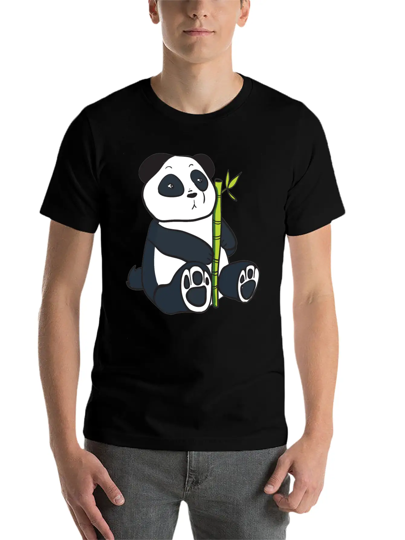 Panda With Bamboo Stalk Unisex Casual T-Shirt – Clean Design For Daily Comfort