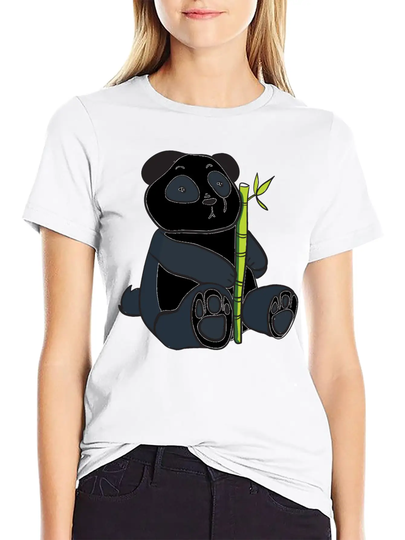 Panda With Bamboo Stalk Unisex Casual T-Shirt – Clean Design For Daily Comfort