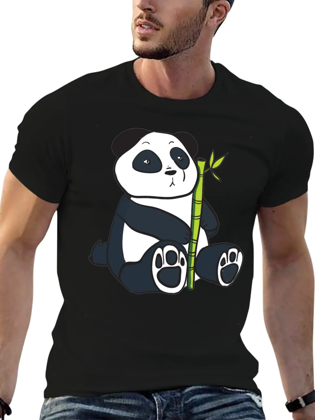Panda With Bamboo Stalk Unisex Casual T-Shirt – Clean Design For Daily Comfort