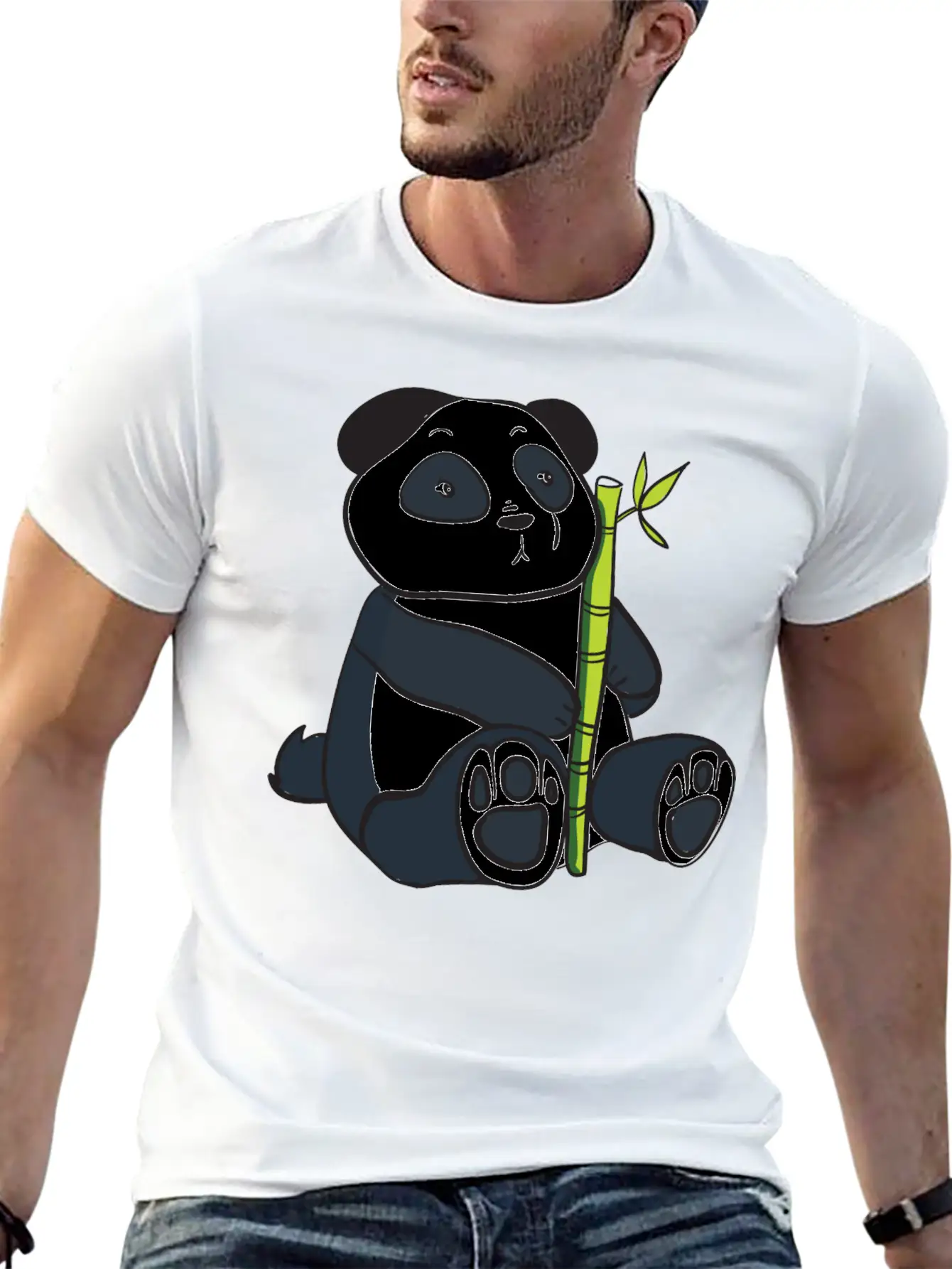 Panda With Bamboo Stalk Unisex Casual T-Shirt – Clean Design For Daily Comfort