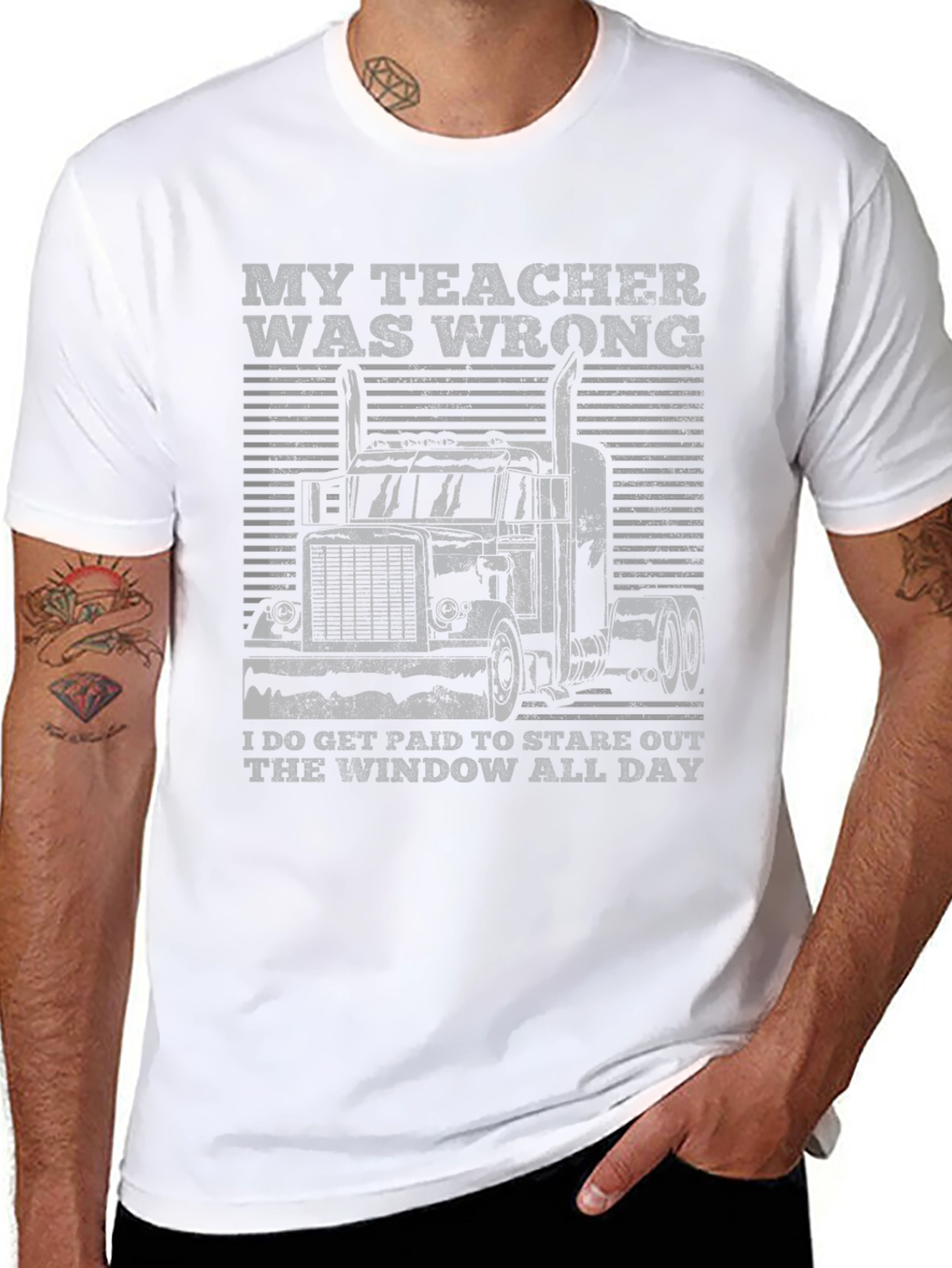 Trucker T-Shirt: My Teacher Was Wrong Design