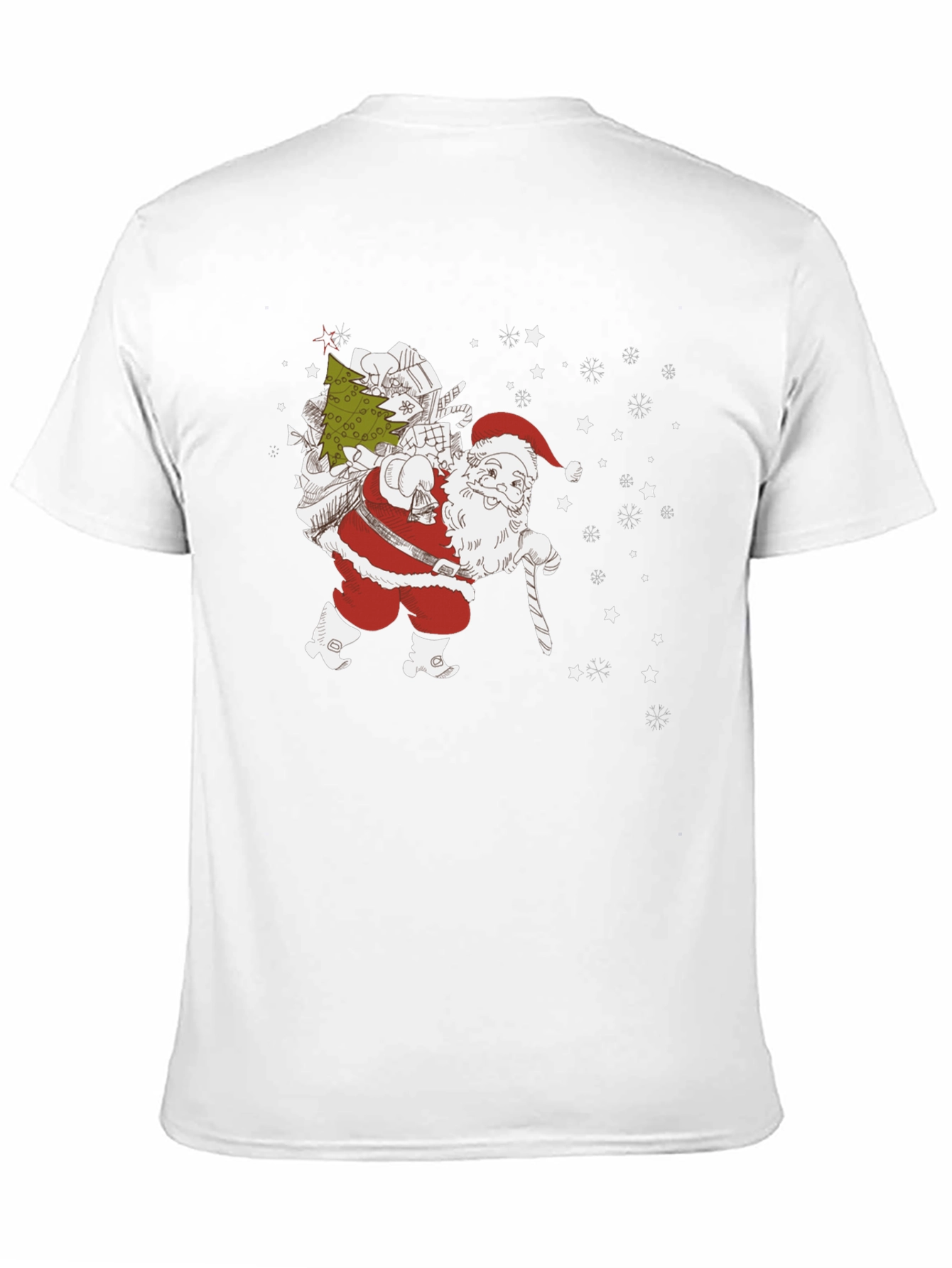Santa with Christmas Tree Black T-shirt