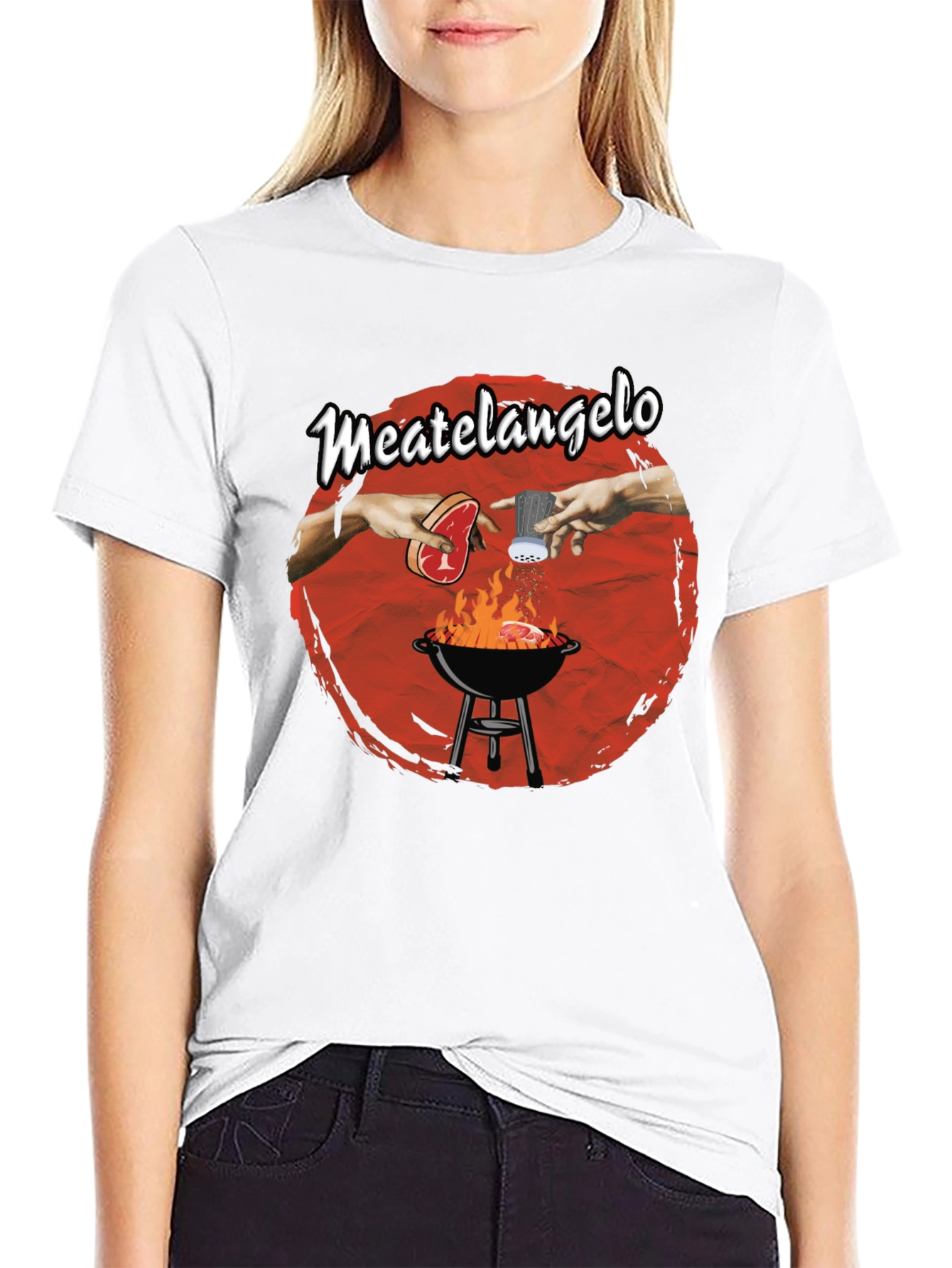 Meatangelo T-Shirt - Creation of Adam BBQ Design