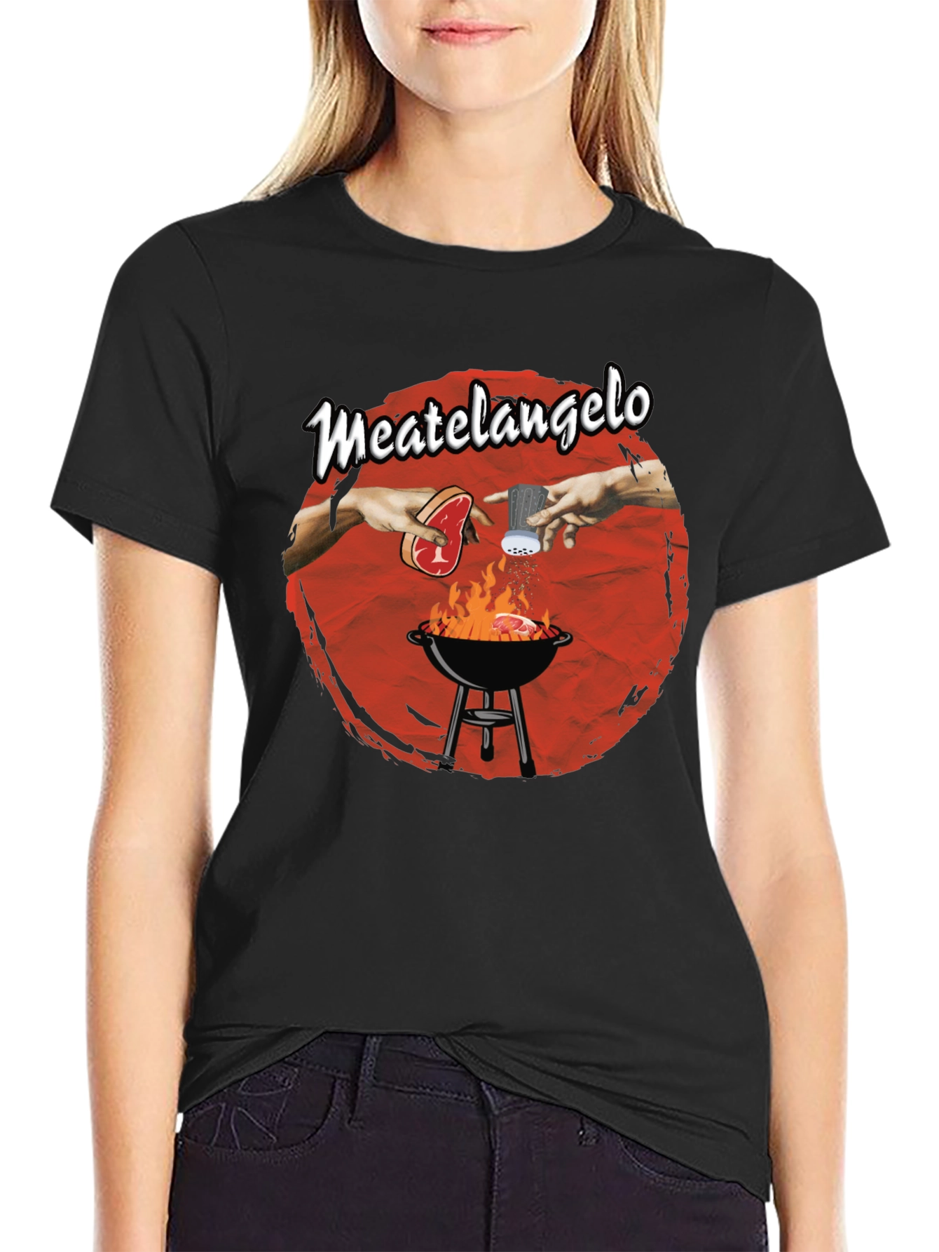 Meatangelo T-Shirt - Creation of Adam BBQ Design