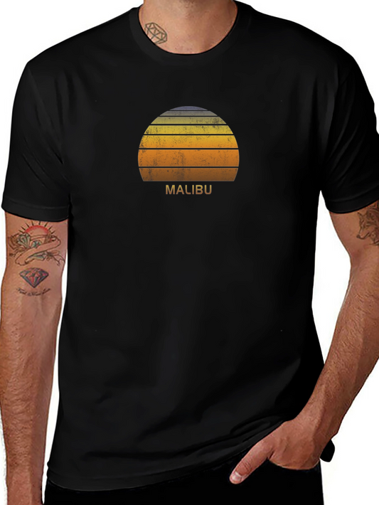 Malibu Sunset Graphic Tee - Retro Style T-Shirt