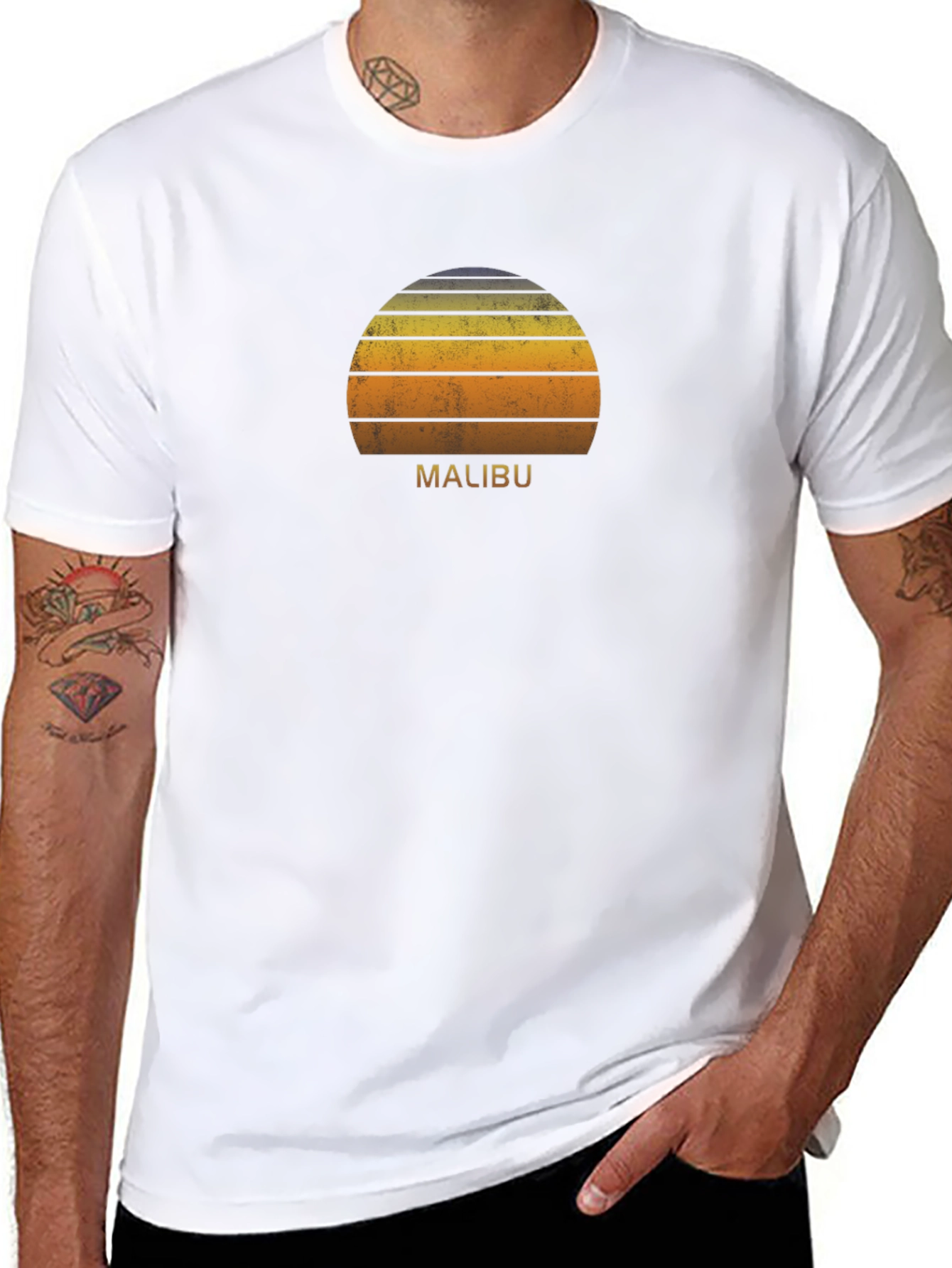 Malibu Sunset Graphic Tee - Retro Style T-Shirt