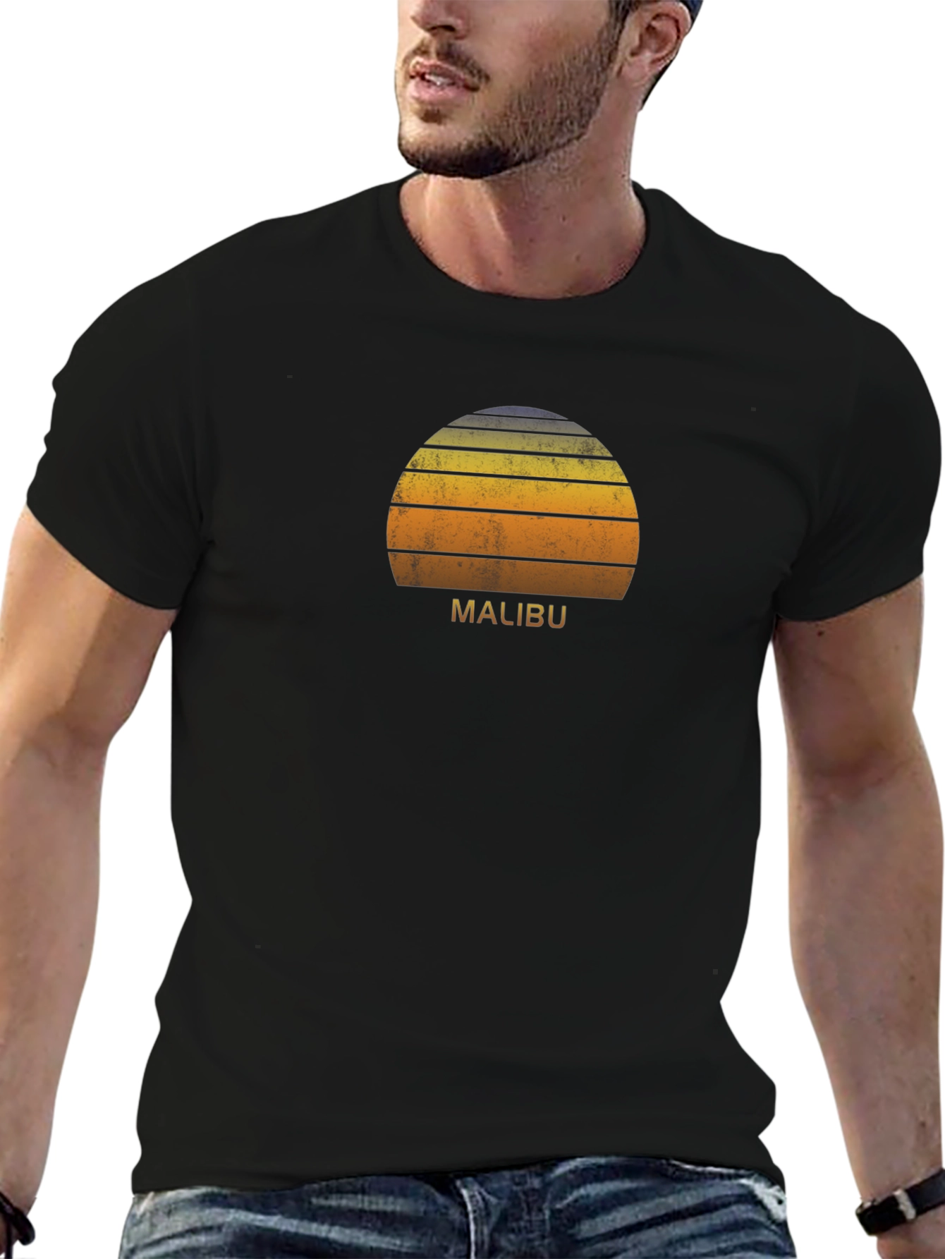 Malibu Sunset Graphic Tee - Retro Style T-Shirt