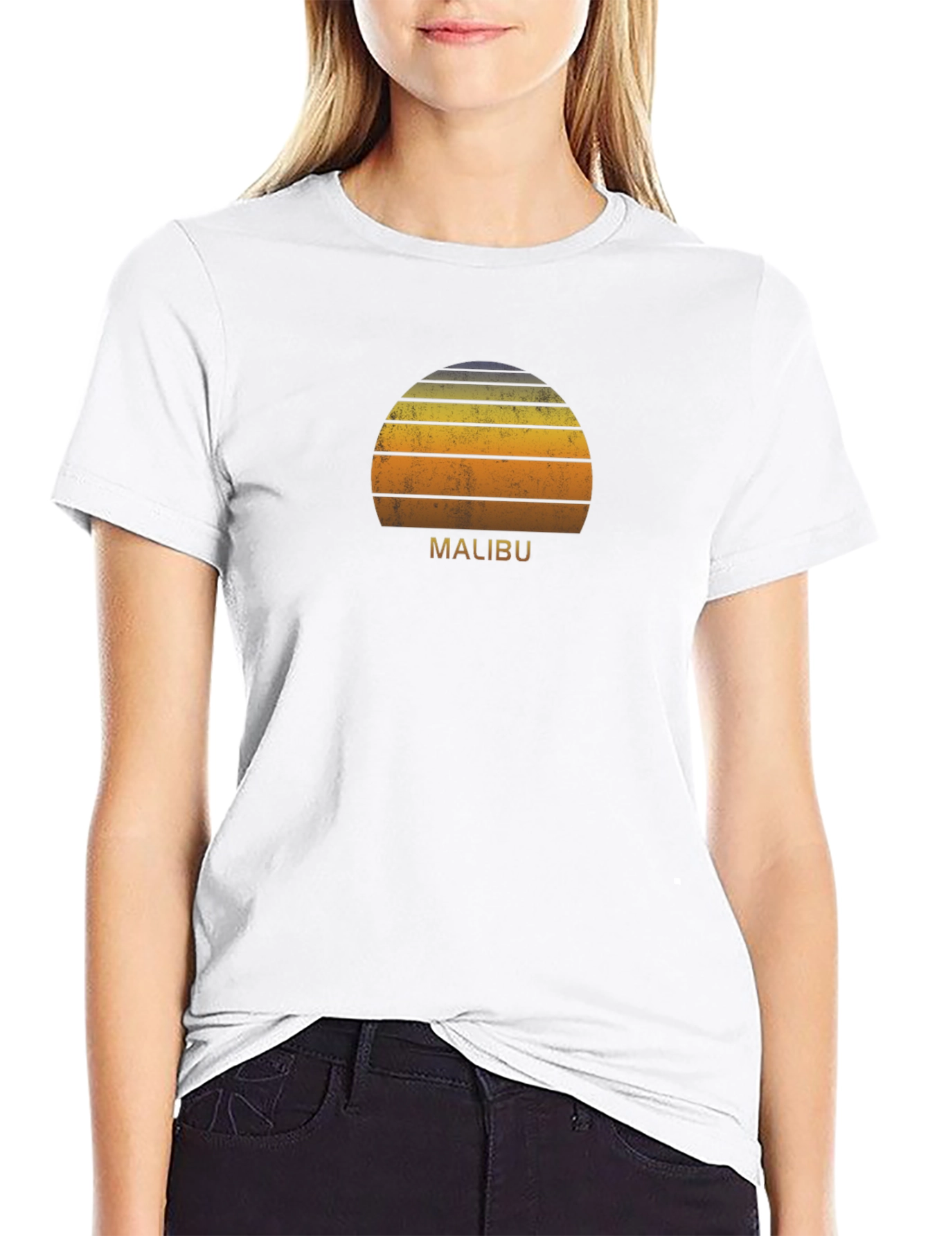 Malibu Sunset Graphic Tee - Retro Style T-Shirt