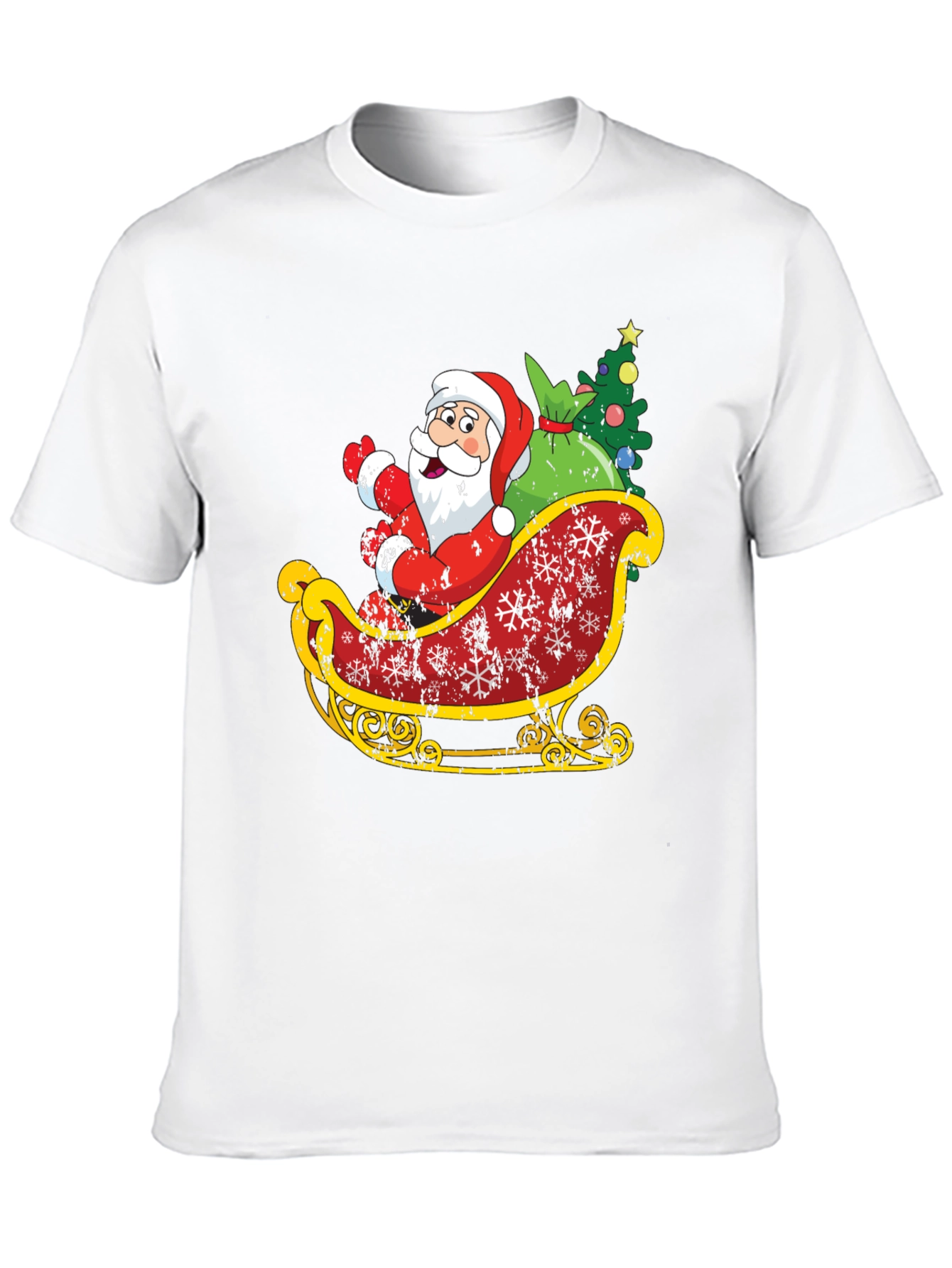 Santas Sleigh Graphic Tee - Christmas Holiday T-Shirt