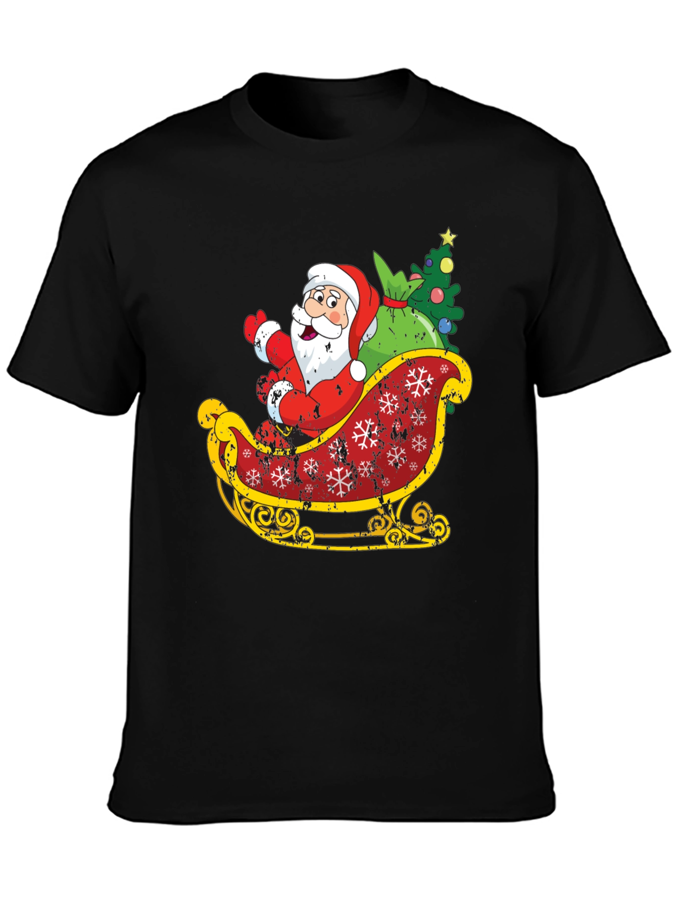 Santas Sleigh Graphic Tee - Christmas Holiday T-Shirt